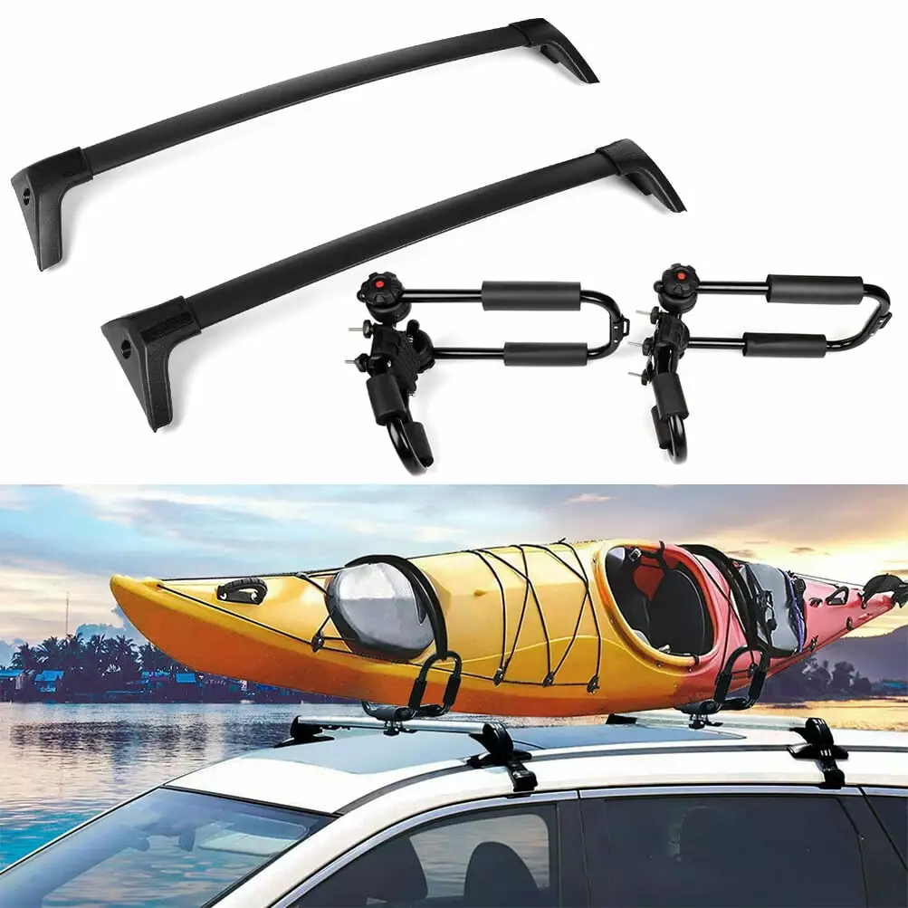 ECCPP Roof Rack Crossbars+Kayak Rack+Tie-Down Straps Fits For Toyota RAV4 2019-2020 Side Rails Roof Rack Crossbars