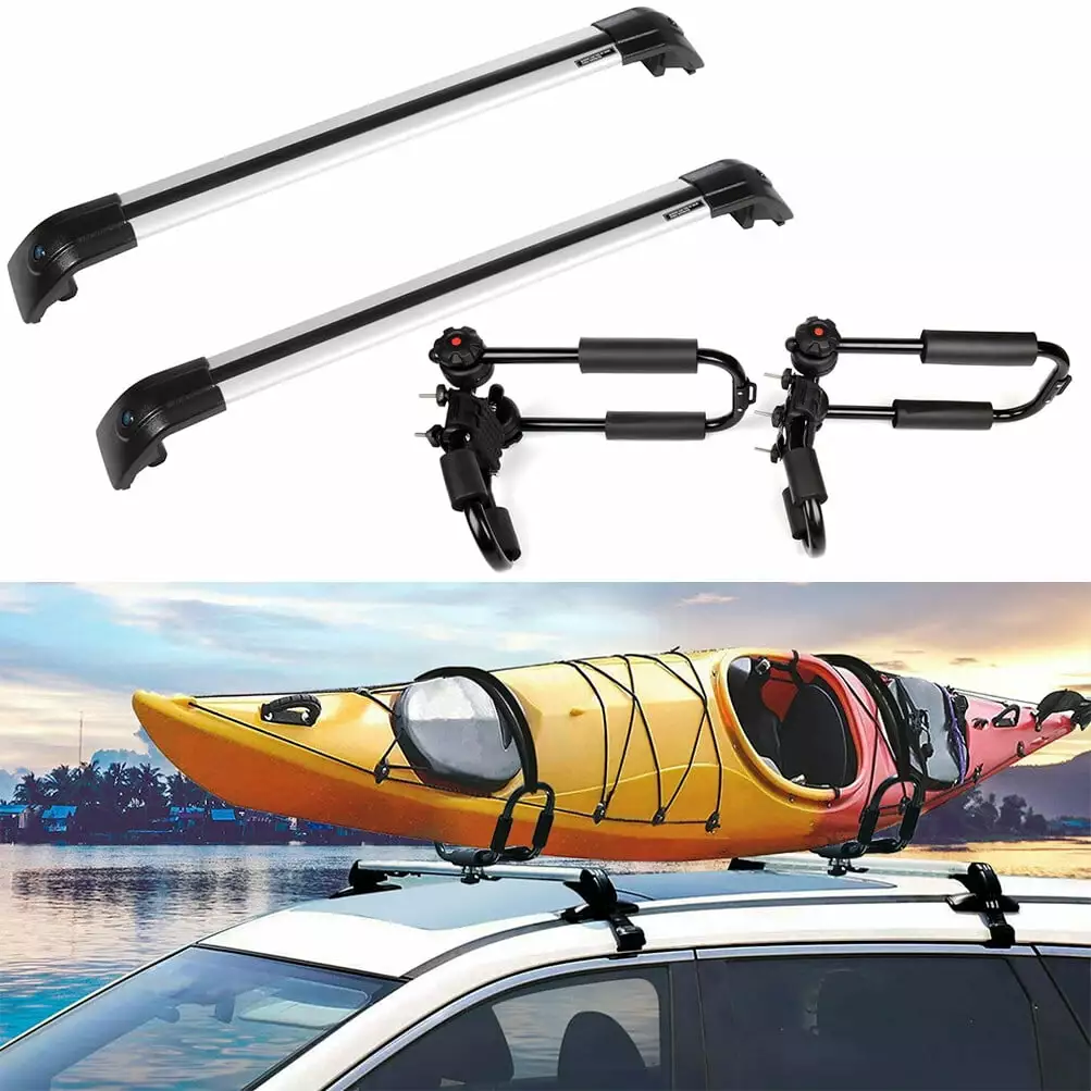 ECCPP Roof Rack Crossbars+Kayak Rack+Tie-Down Straps Fits For Volkswagen Atlas 2018-2019 Side Rails Roof Rack Crossbars