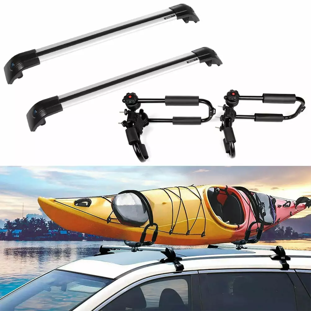 ECCPP Roof Rack Crossbars+Kayak Rack+Tie-Down Straps Fits For Volkswagen Tiguan 2010-2016 Side Rails Roof Rack Crossbars