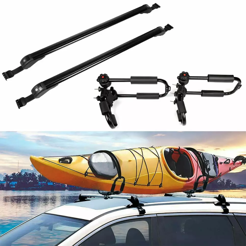 ECCPP Roof Rack Crossbars+Kayak Rack+Tie-Down Straps Fits Universal 43.3 Window Frame Side Rails Roof Rack Crossbars