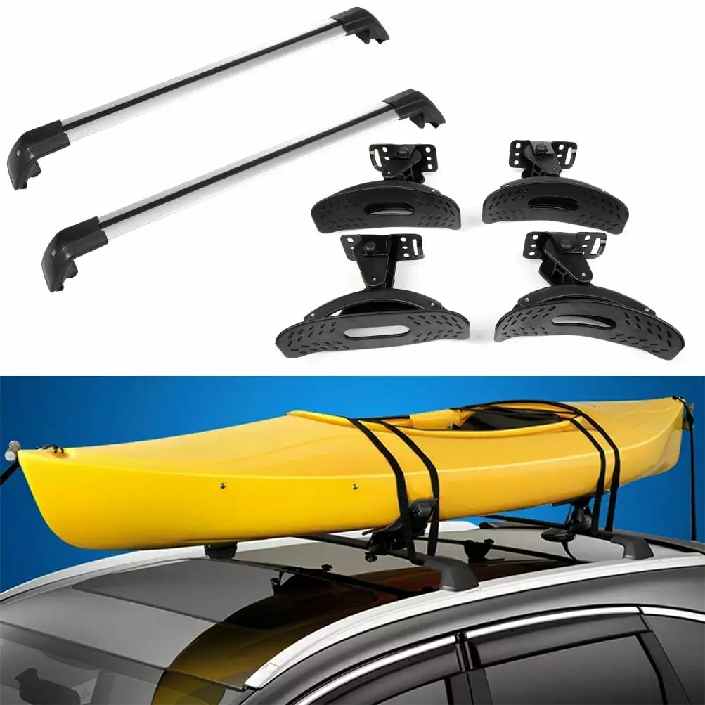 ECCPP Roof Rack Crossbars+Kayak Saddles+Tie-Down Straps Fits For Mitsubishi Outfor Lander 2013-2019 Side Rails Roof Rack Crossbars