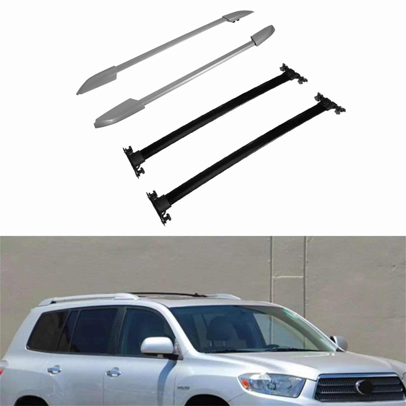 ECCPP Roof Rack Crossbars w/Side Rails Fit For Toyota Highlander 2008-2013 Rooftop Luggage Canoe Kayak Carrier Rack - 4Pcs Cargo Carrier System