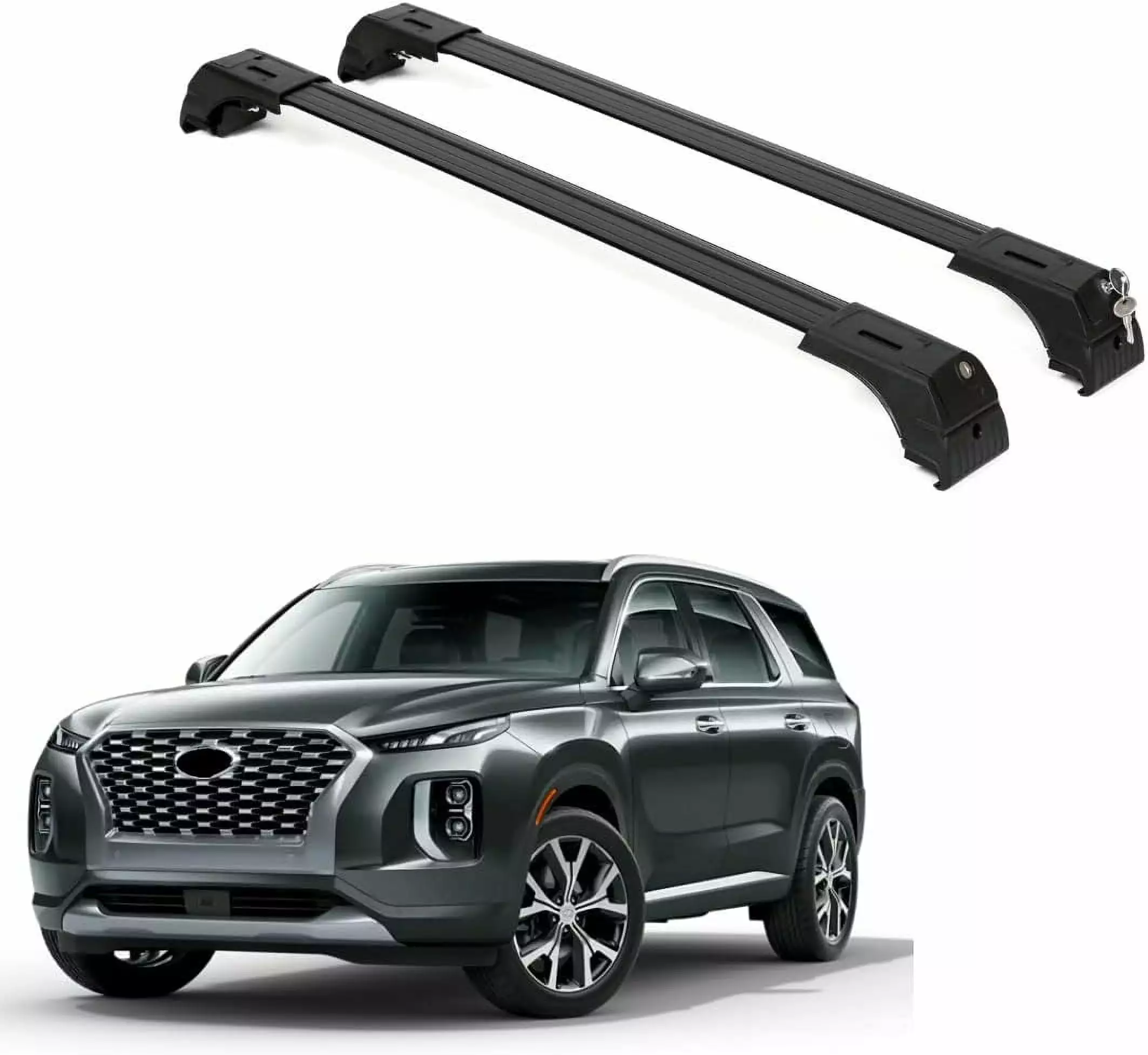 ERKUL Roof Rack Cross Bars for Hyundai Palisade 2019-2024 | Anti-Theft Lock Aluminum Crossbars for Rooftop. Cargo Carrier. Luggage. Kayak. Canoe. Bike | Black