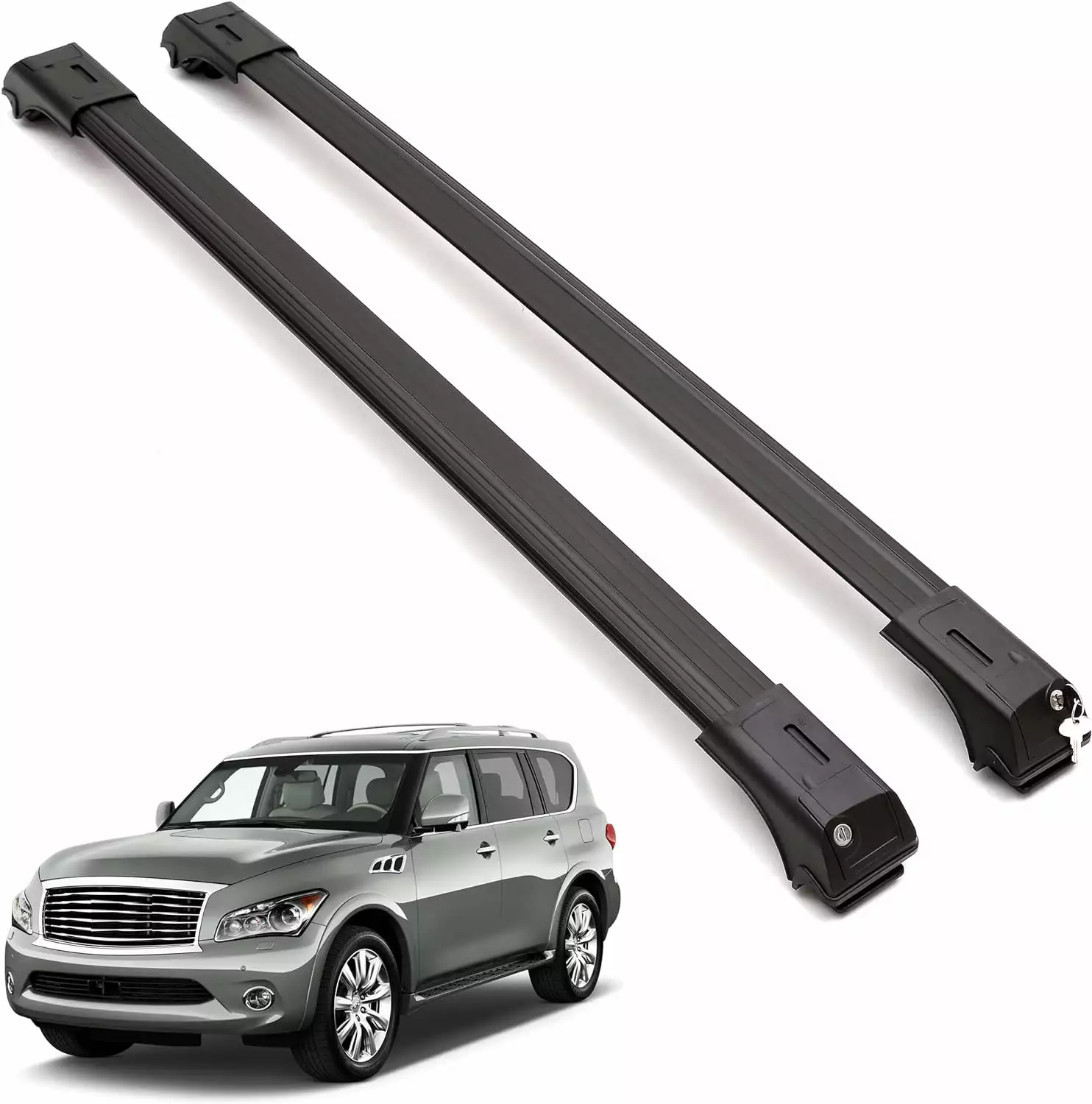 ERKUL Roof Rack Cross Bars for Infiniti 2014-2022 QX80 2011-2013 QX56 | Anti-Theft Lock Aluminum Crossbars for Rooftop. Cargo Carrier. Luggage. Kayak. Canoe. Bike | Black