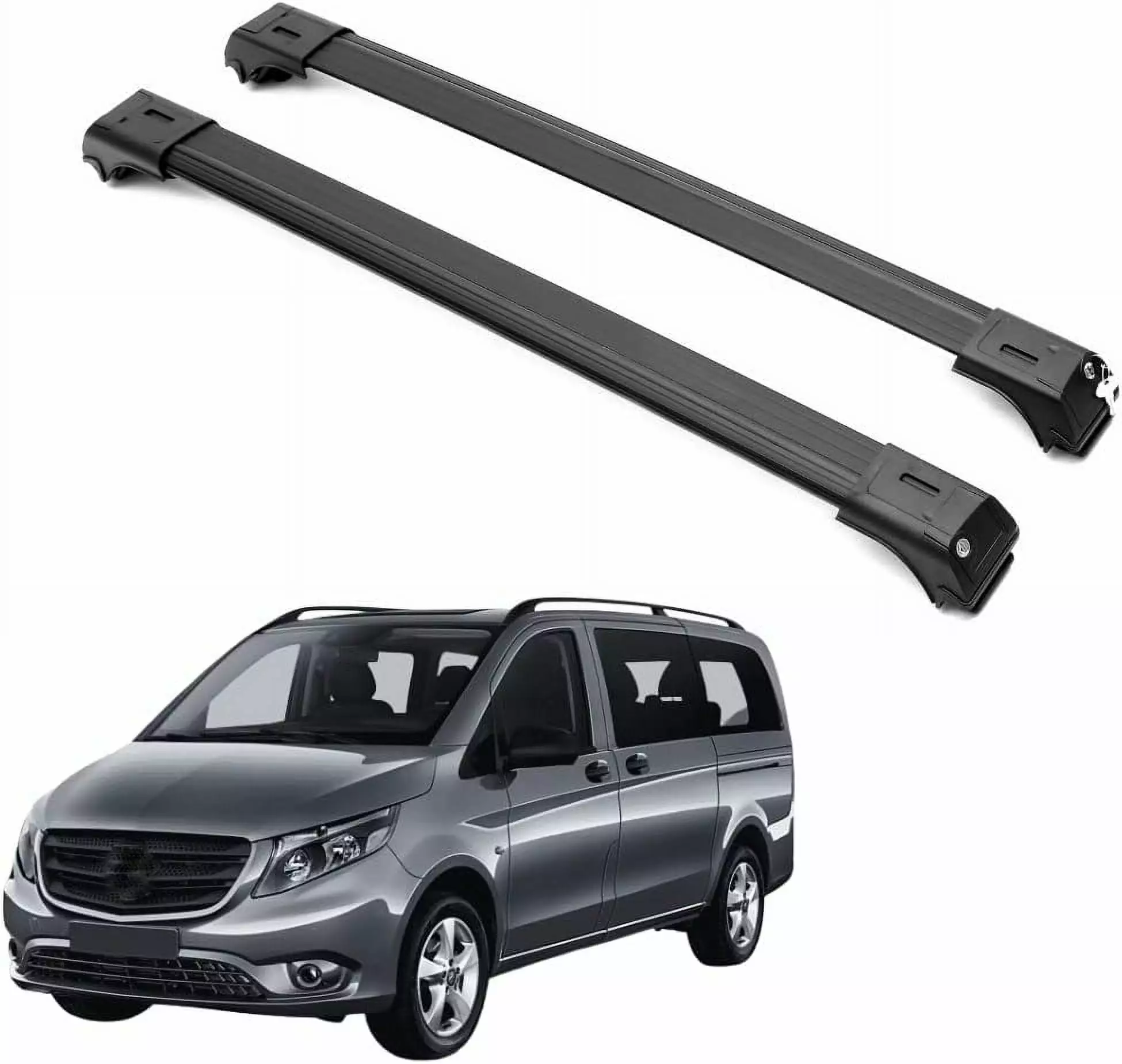 ERKUL Roof Rack Cross Bars for Mercedes Benz Metris 2016-2023 | Anti-Theft Lock Aluminum Crossbars for Rooftop. Cargo Carrier. Luggage. Kayak. Canoe. Bike | Black