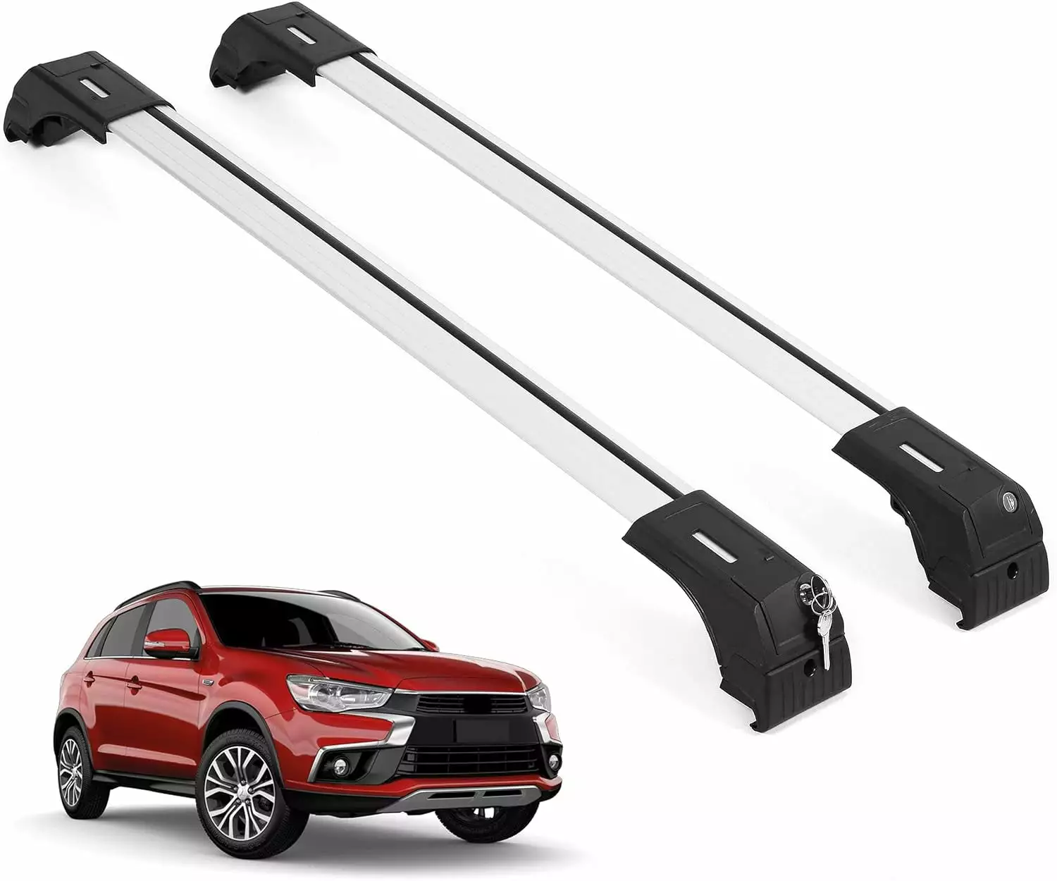 ERKUL Roof Rack Cross Bars for Outlander Sport 2011-2024 | Anti-Theft Lock Aluminum Crossbars for Rooftop. Cargo Carrier. Luggage. Kayak. Canoe. Bike | Silver