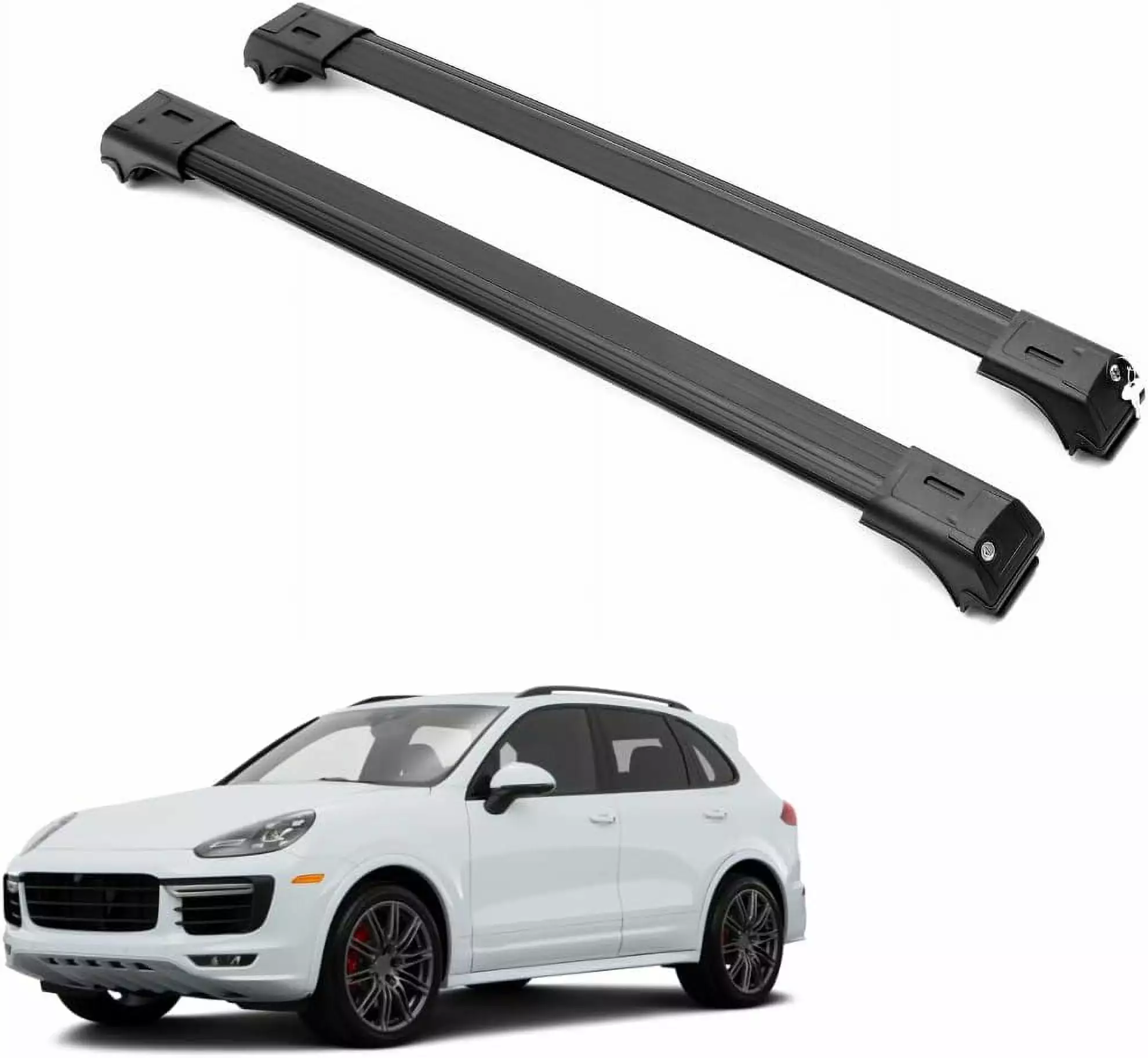 ERKUL Roof Rack Cross Bars for Porsche Cayenne 2003-2010 | Anti-Theft Lock Aluminum Crossbars for Rooftop. Cargo Carrier. Luggage. Kayak. Canoe. Bike | Black