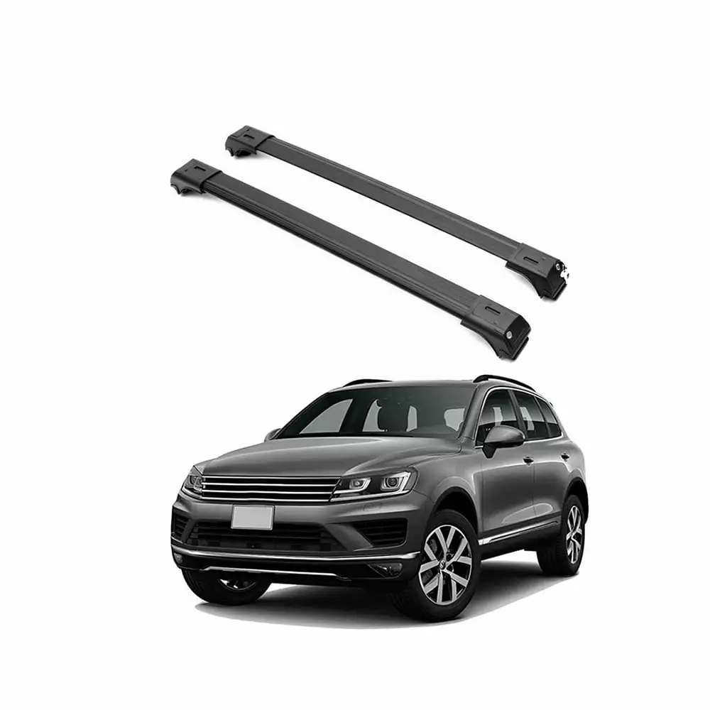 ERKUL Roof Rack Cross Bars for VW Volkswagen Touareg 2010-2018 | Anti-Theft Lock Aluminum Crossbars for Rooftop. Cargo Carrier. Luggage. Kayak. Canoe. Bike | Black