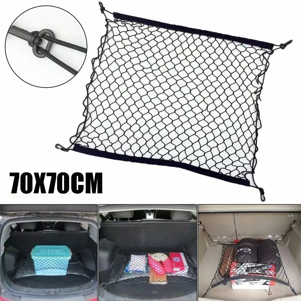 Unique Bargains 2 Pcs Universal Car Cargo Netting Rear Cargo Net Pickup Van Hammock Luggage Storage 15.75x9.84