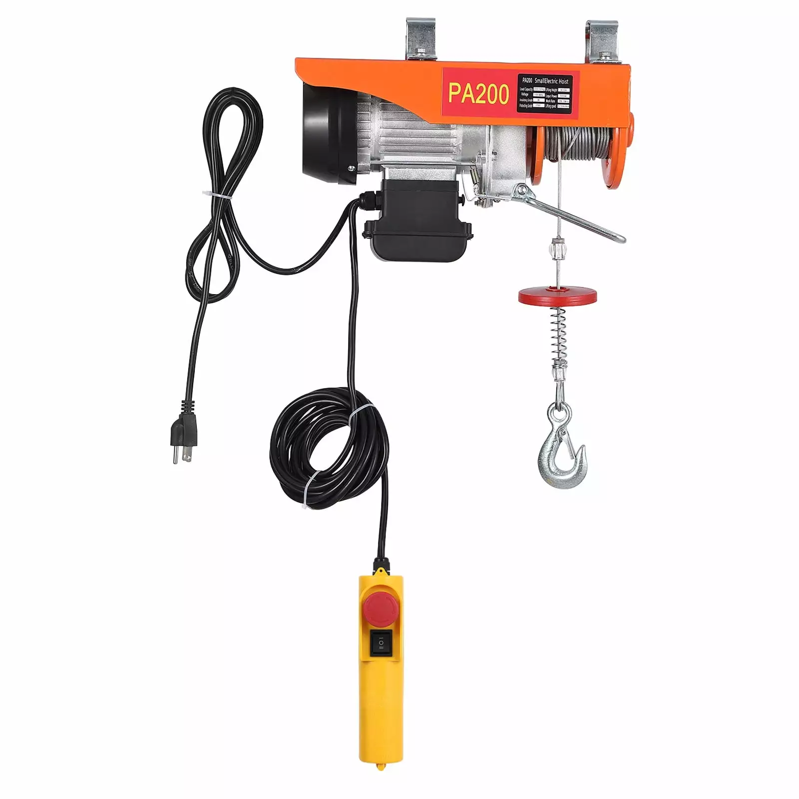 Electric Hoist - 110V 440 Lbs Winch with Remote Control. Zinc-Plated Steel Wire Hoist for Garage. Warehouses. Factories. 6.5/13ft Lifting Height with Emergency Stop Switch ETL Listed