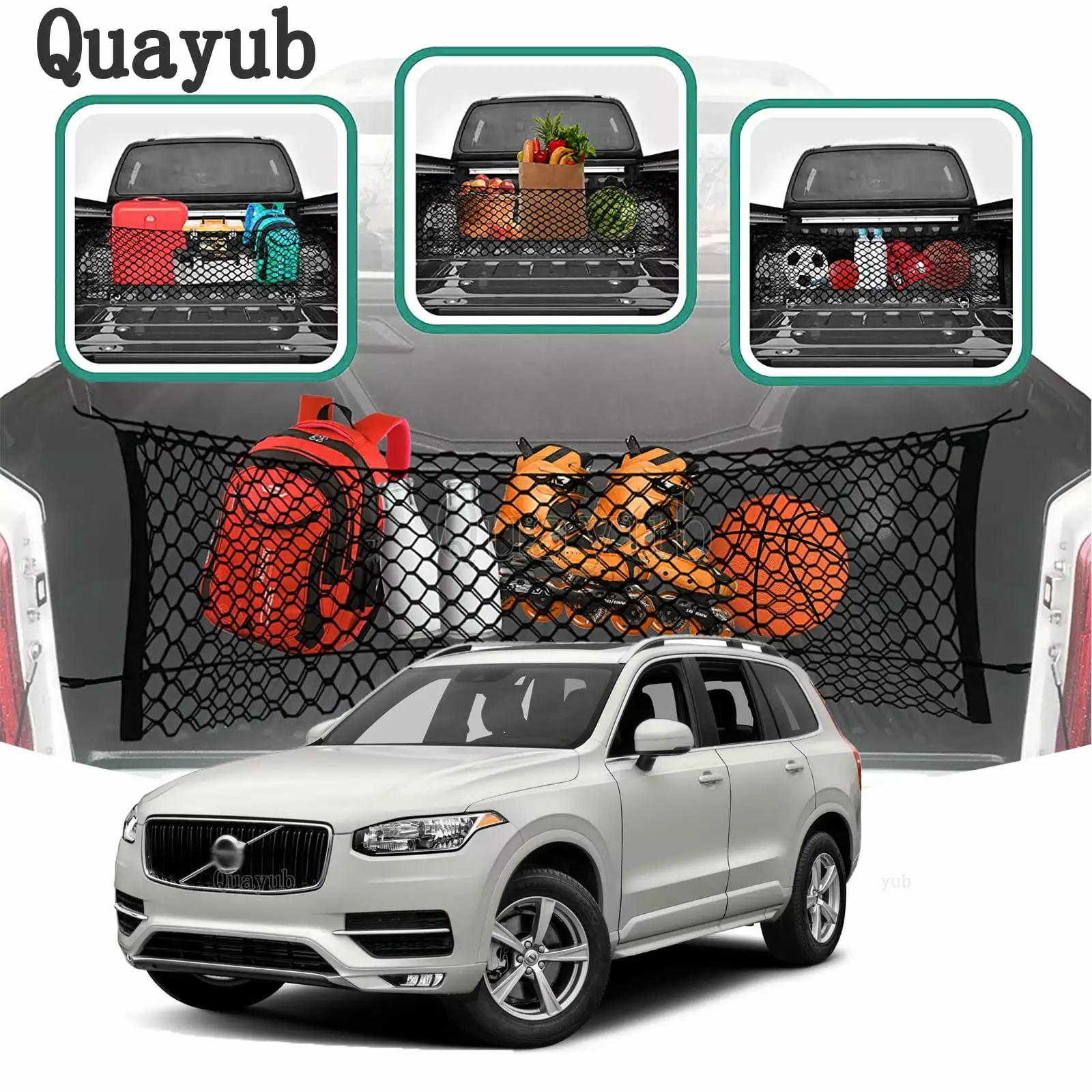 Envelope Style Premium Trunk Organizers Mesh Cargo Net for VOLVO XC90 2016-2023