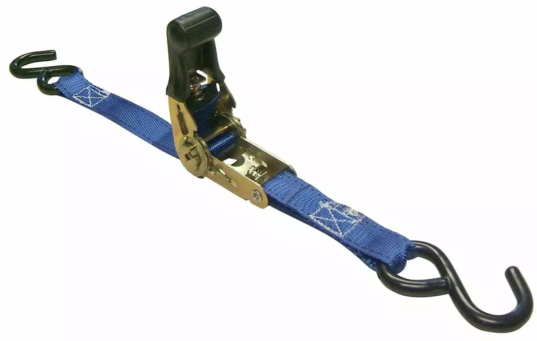 Erickson 31415 Blue 1 x 15' Rubber Handle Ratcheting Tie-Down Strap. Pack of 4