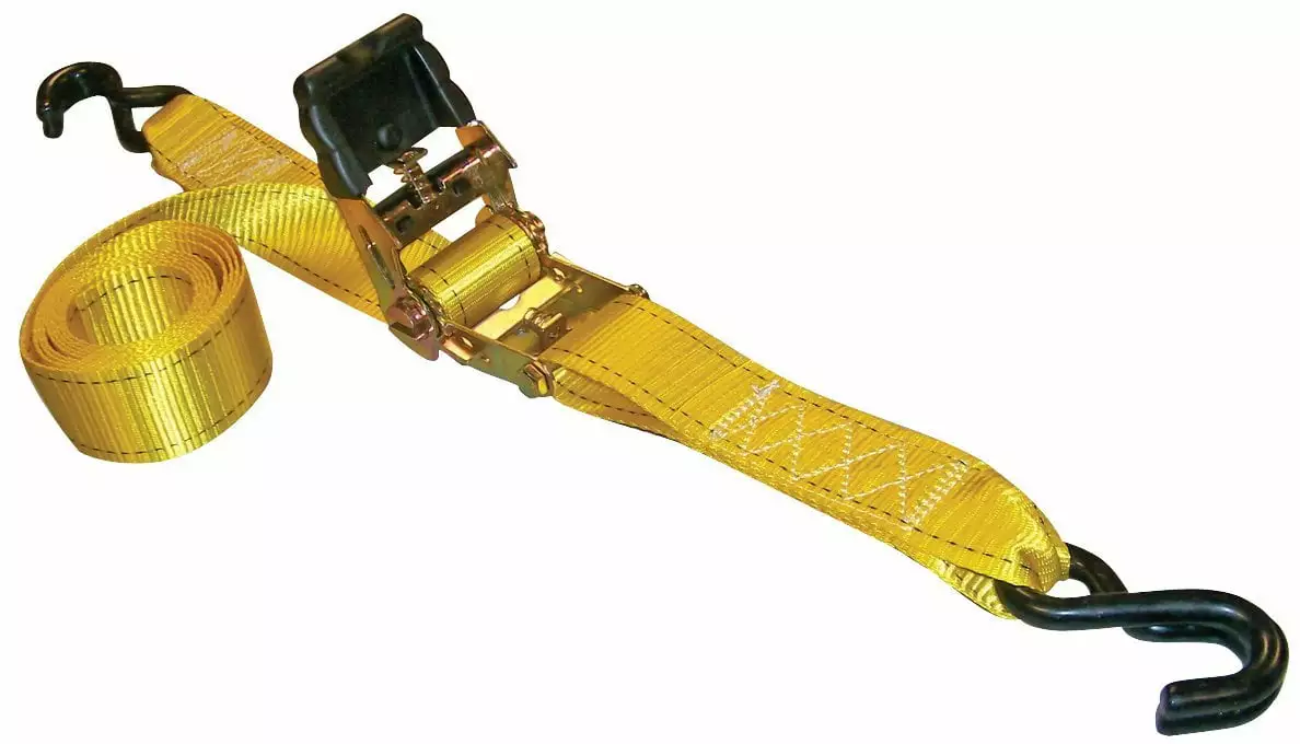 Erickson 34410 Pro Series Yellow 2 x 10' Rubber Handle Ratcheting Tie-Down Strap. Pack of 2