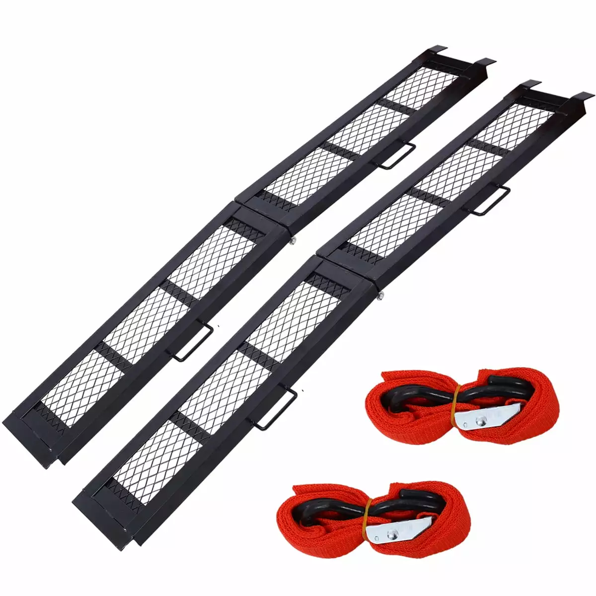 Faitaliicy 2Pcs 80 Steel Folding Loading Ramp Heavy Duty Folding ATV Ramp With Handles Portable Motorcycle Ramp Lawn Mower Golf Carts Ramp 800LBS Capacity Center-Folding Mesh Ramp For Pick Up Truck