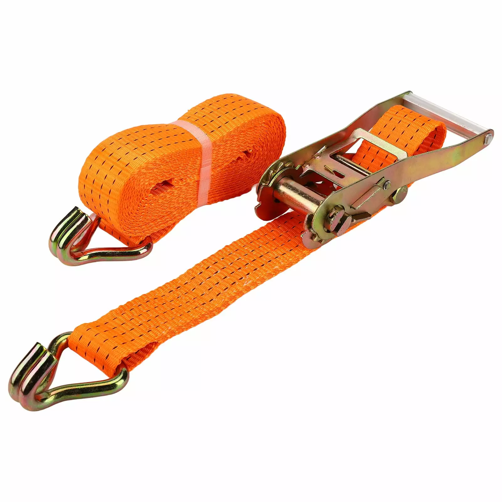 Flash Sale 6mx50mm Orange Tie Down Straps 11023lb Load Bearing Heavy Duty Ratchet Straps with Double J Hook for Trailer