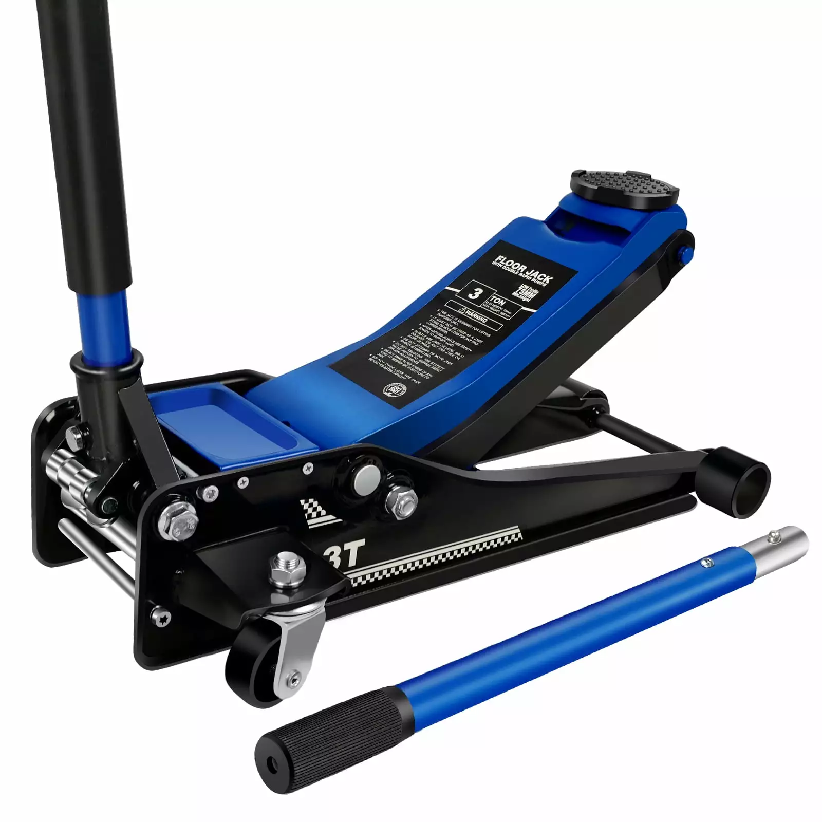 Floor Jack. 3Ton/6600lbs Low Profile Floor Jack. dual Piston Quick Lift Pump. Lifting Range 75mm/2.95-460mm/18.11. Blue