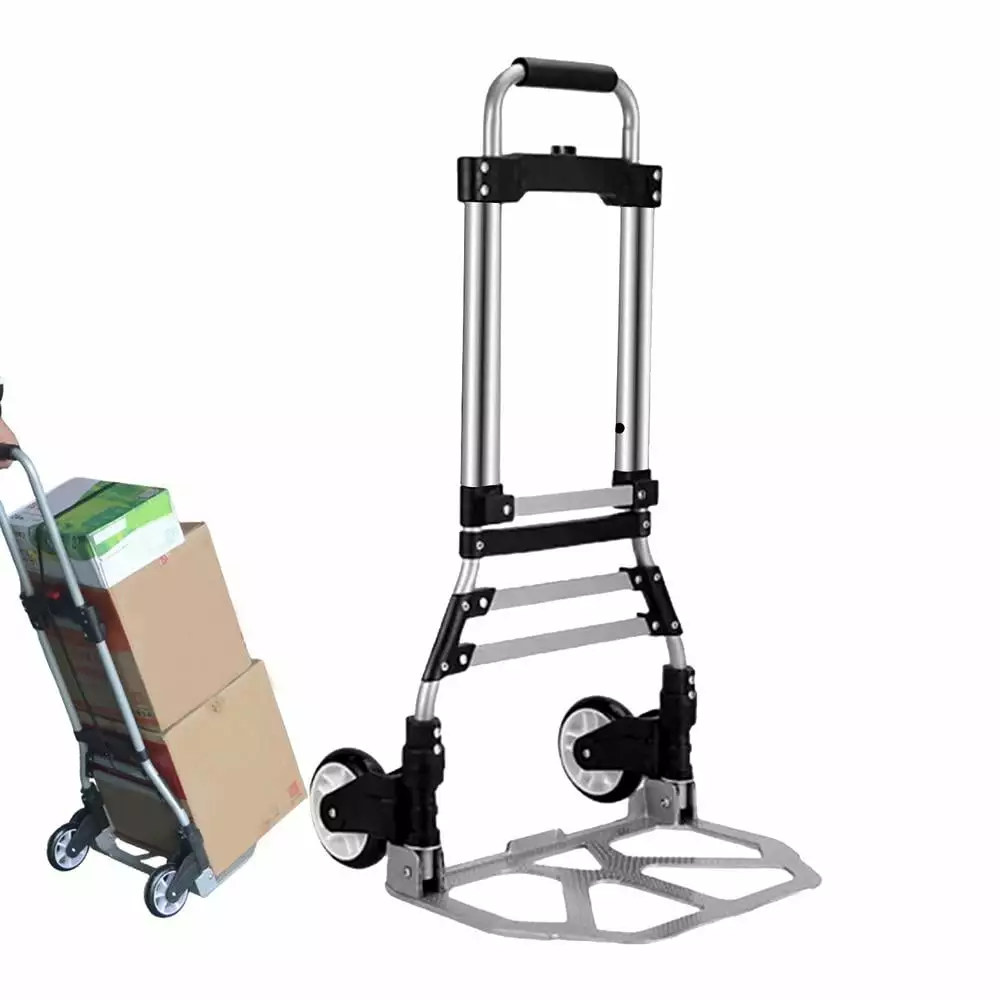 Hand Truck Foldable Heavy Duty Luggage Moving Cart Utility Trolley With Wheels 2-Wheel Hand Trucks Folding For Luggage Shopping Moving Warehouse Distribution Travel Workplace liberal