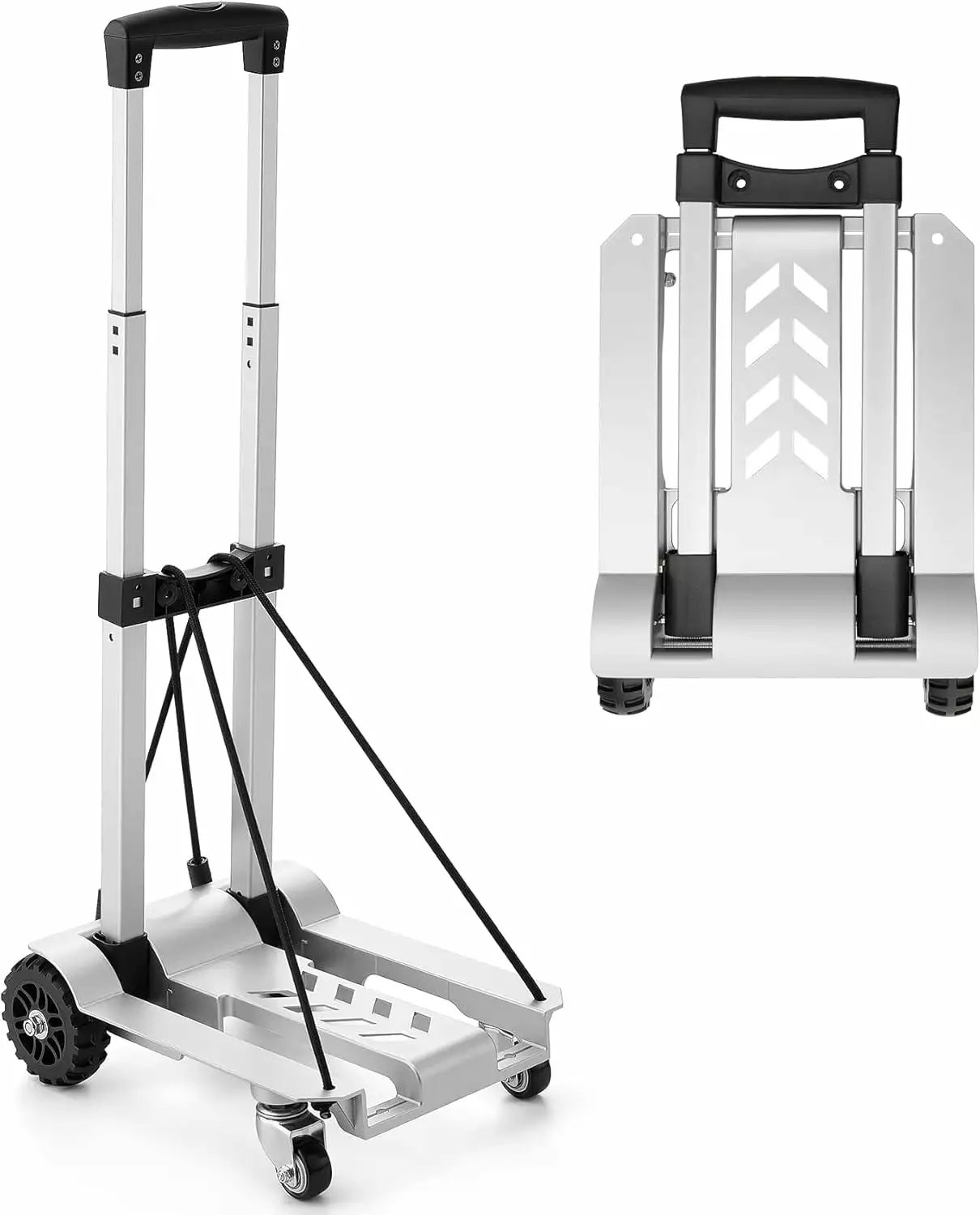 Foldable Aluminum Panel Hand Truck. Portable 270 lbs Lightweight Utility Cart for Travel. Shopping. Office Use