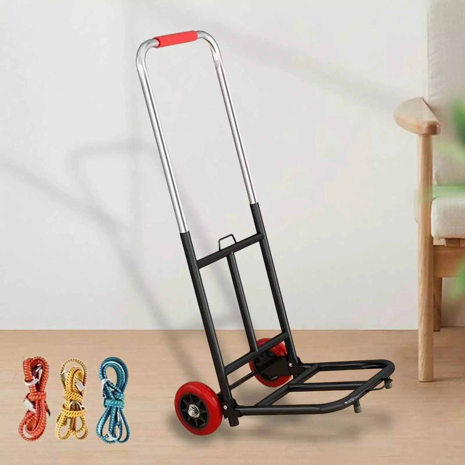 Foldable Hand Truck Adjustable Handle Collapsible Trolley Cart Convenient for Couriers Retractable 22.8inch-36.2inch Metal Frame . Pipe 22mm PU Wheel. telescopic