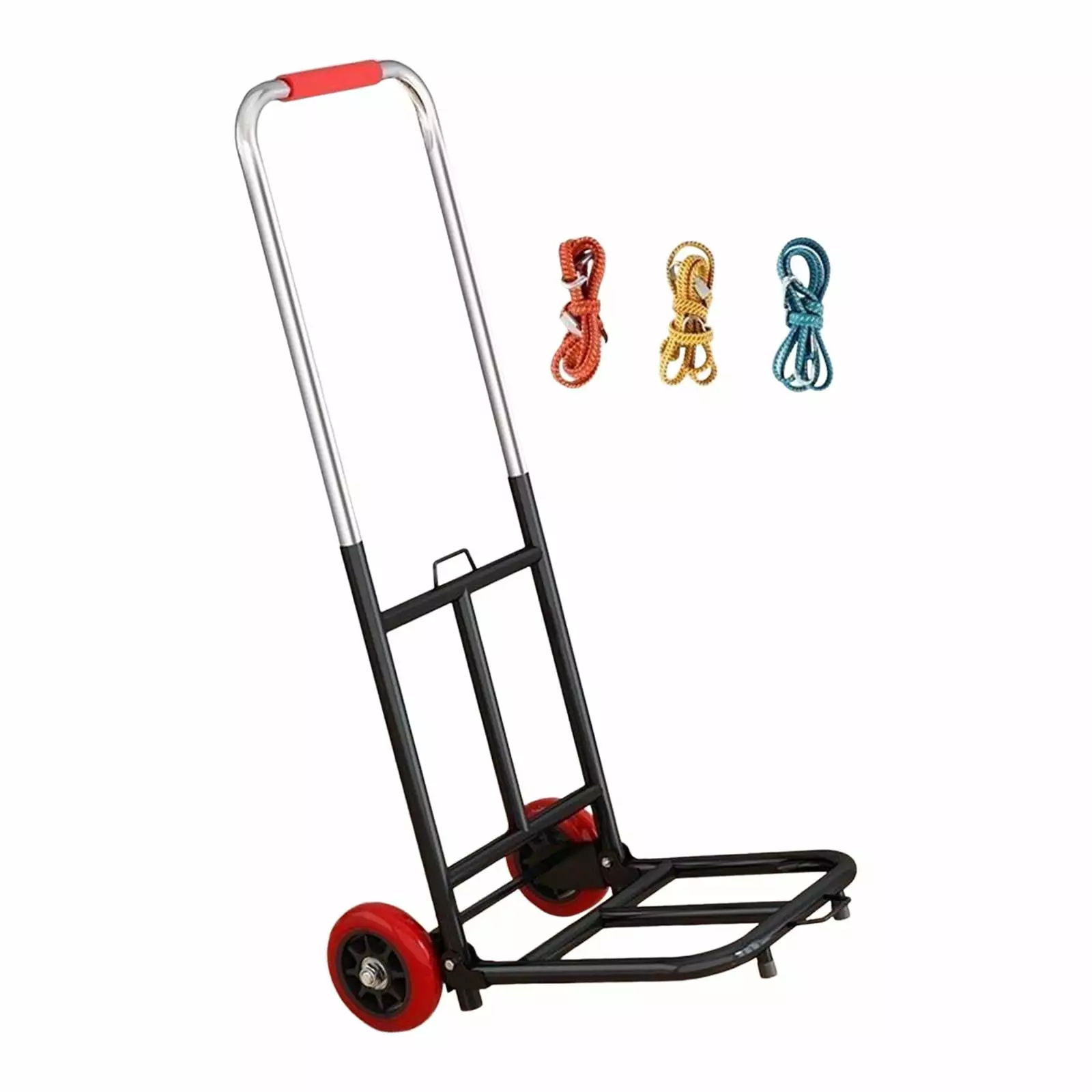 Foldable Hand Truck Adjustable Handle Collapsible Trolley Cart Convenient for Couriers Retractable 22.8inch-36.2inch Metal Frame . Pipe 22mm PU Wheel