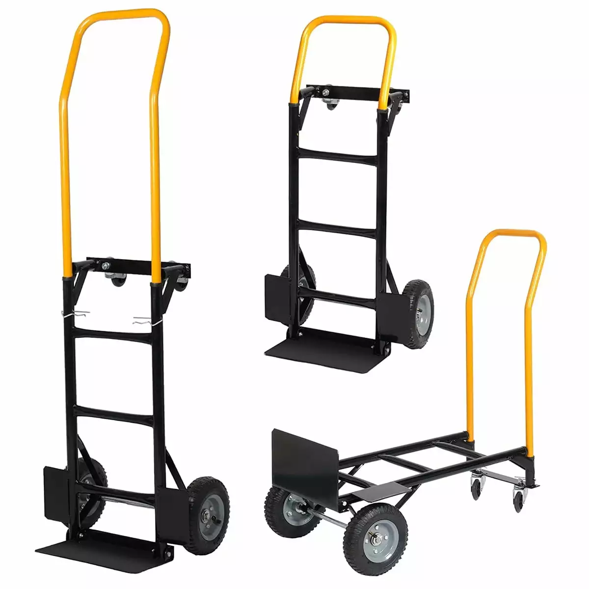 Folding Hand Truck. Portable Dolly Cart Convertible 2 Wheel Dolly Cart & 4 Wheel Push Cart with Swivel Wheels. Dual Purpose Heavy Duty Platform Push Cart for Garden Grocery. 330 Lbs Capacity. Black