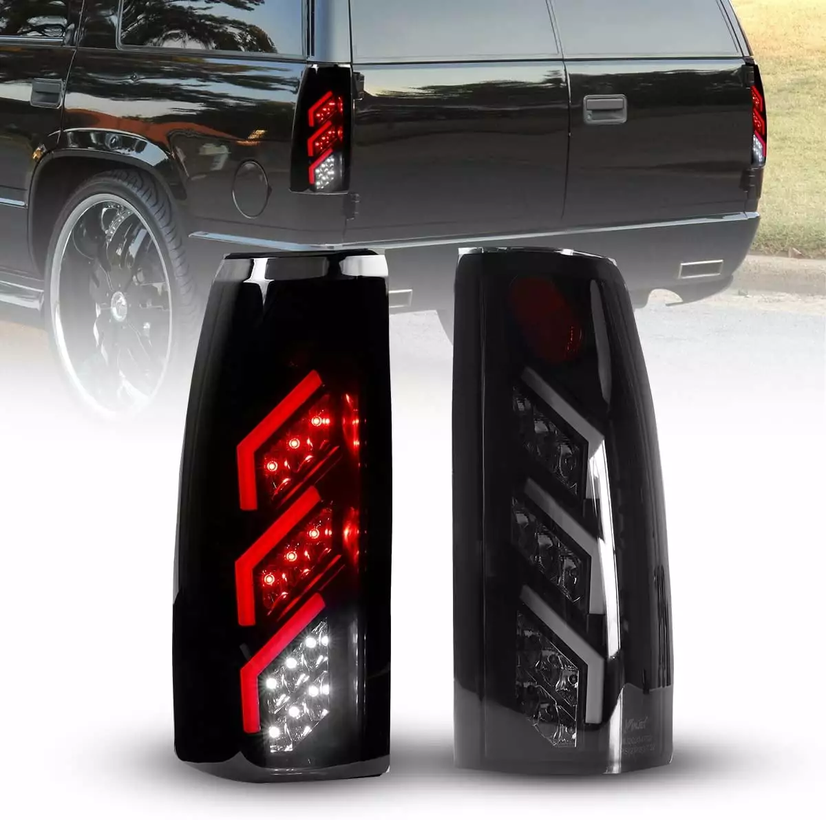 Full Led Tail Lights Assembly For 1988-1999 GMC C/K 1500 2500 Chevy Suburban Brake Lamps Smoke Lens