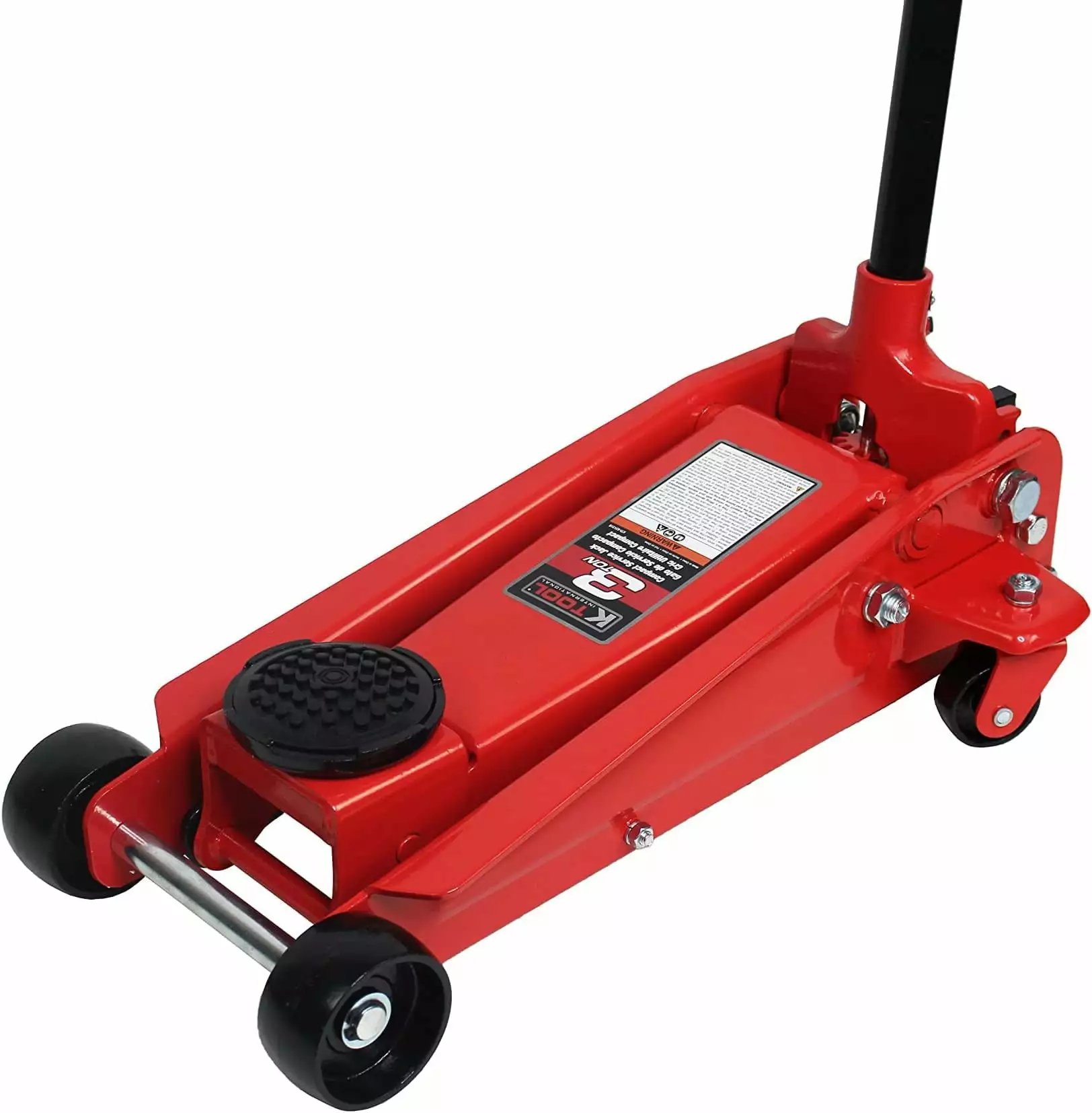 HAOQINGANTE 63131B 3 Ton Automotive Service Floor Jack for Garages. Repair Shops. and DIY. Portable. Compact. 6.000 lbs. Capacity. Hydraulic Lifting Range 5.5 - 8.75. Heavy Duty Steel. Red