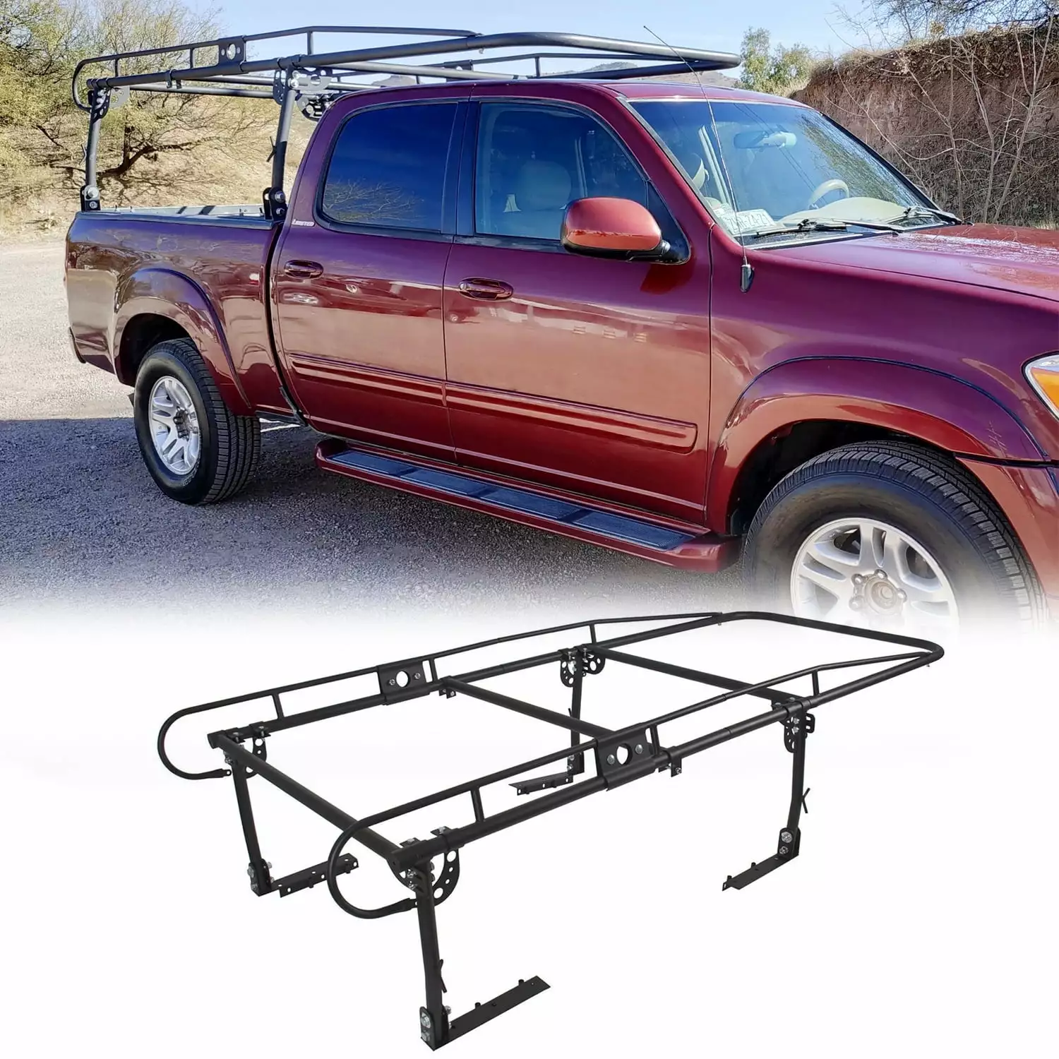 HECASA 60 over-cab Truck Rack 1000 lbs Adjustable Truck Ladder Rack Pickup Lumber Utility Kayak Rack Full Size