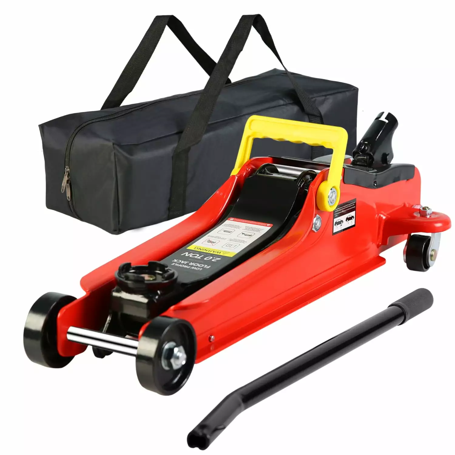 HNGMNGT High-Quality Heavy-Duty 2 Ton Low Profile Steel Racing Floor Jack with Single Piston QuickLift Pump Floor Jack Lifting Range 3.3-15.2 Reliable and Sturdy Floor Jack