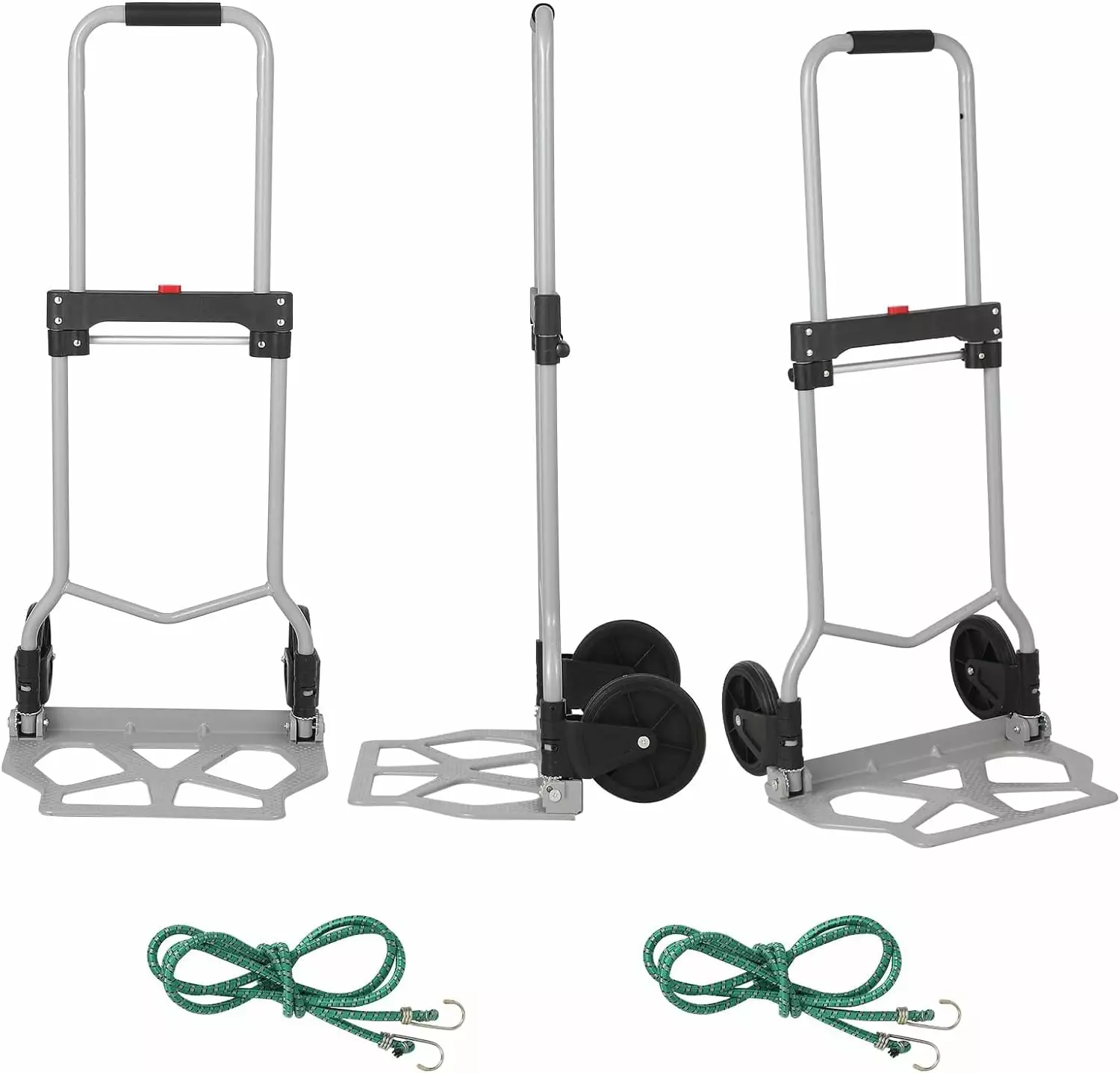 HOBLOC Folding Hand Truck. 165 lbs Capacity Portable Foldable Dolly Cart Heavy Duty Utility Cart Hand Cart with Bungee Cord. Telescoping Handle. for Daily handling Work