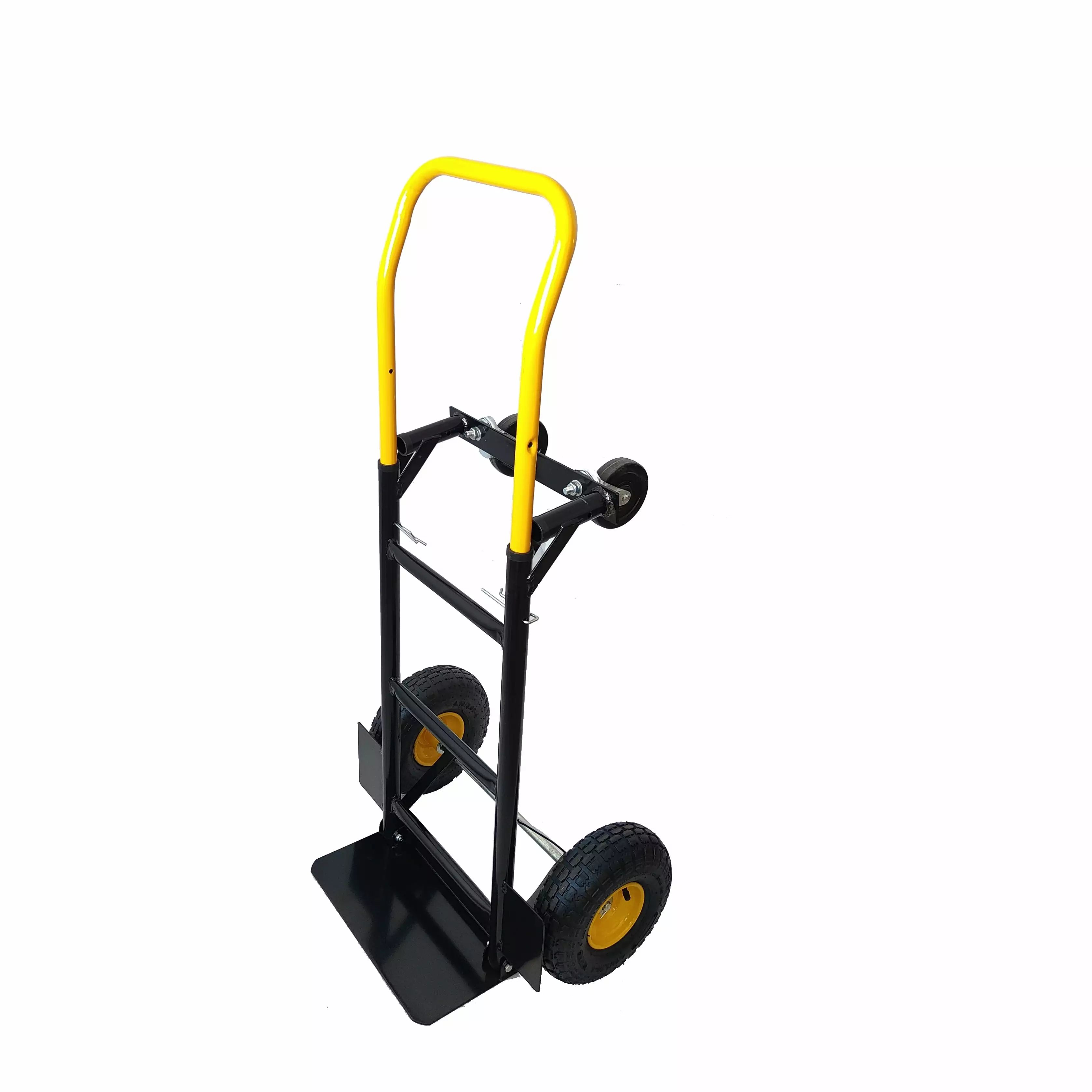 HT1002BK-YL Hand Truck Dual Purpose 2 Wheel Dolly Cart and 4 Wheel Push Cart with Swivel Wheels 330 Lbs Capacity Heavy Duty Platform Cart for Moving/Warehouse/Garden/Grocery