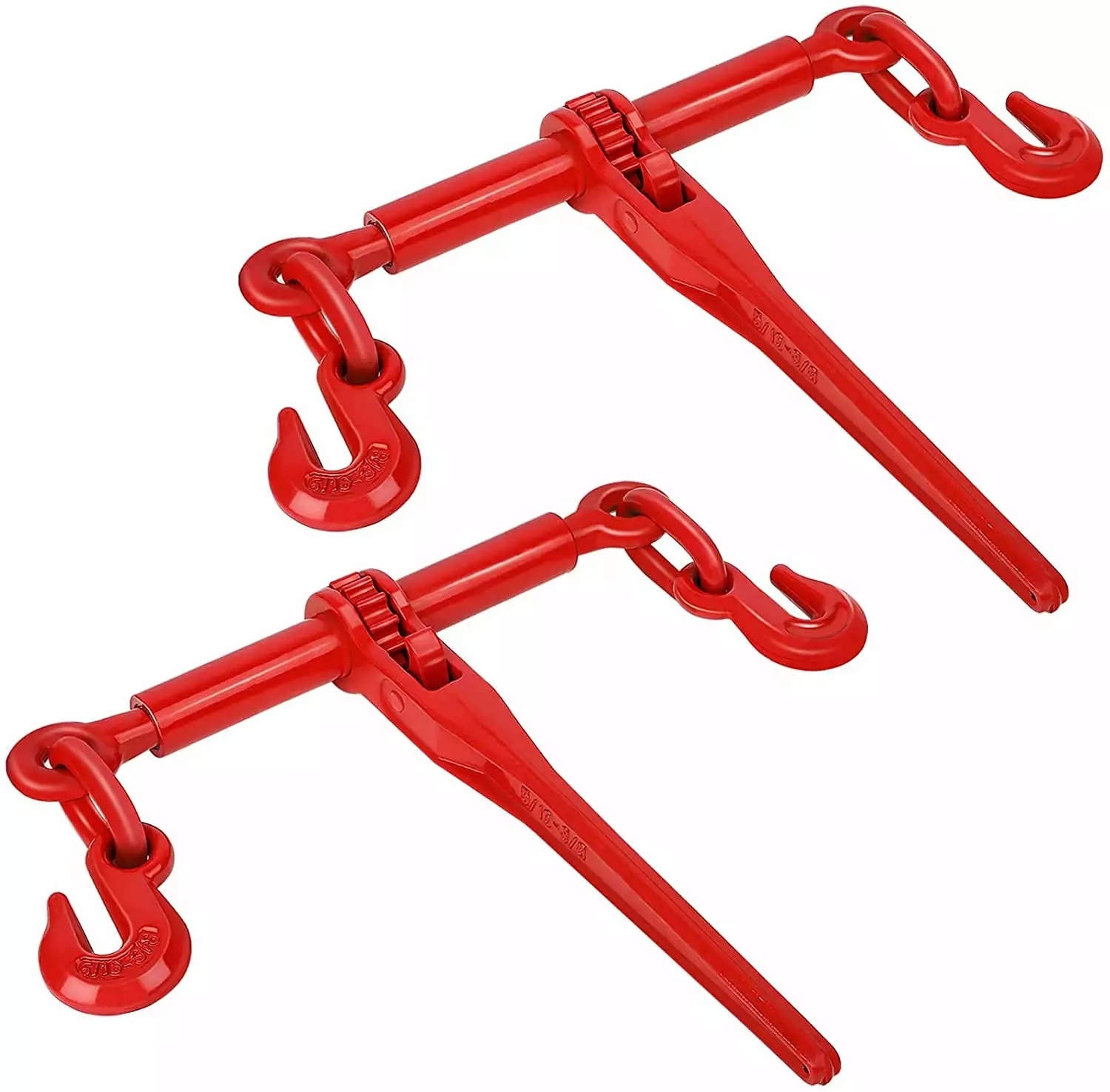 Haosegd 2 Pack Ratchet Chain Load Binder. Lever Chain Binder 6600lbs. 5/16-3/8 Chain G70 Hooks Tie Down Flatbed. Adjustable Length Ratchet Chain Binder for Tie Down. Hauling. Towing