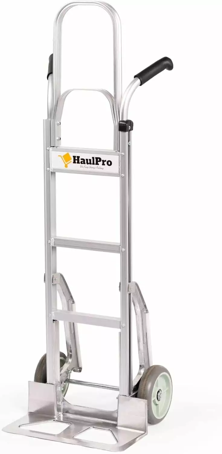 HaulPro Hand Truck 500-lb Capacity Dolly Cart with 8 Rubber Dolly Wheels & 17.5 x 9 Nose Plate