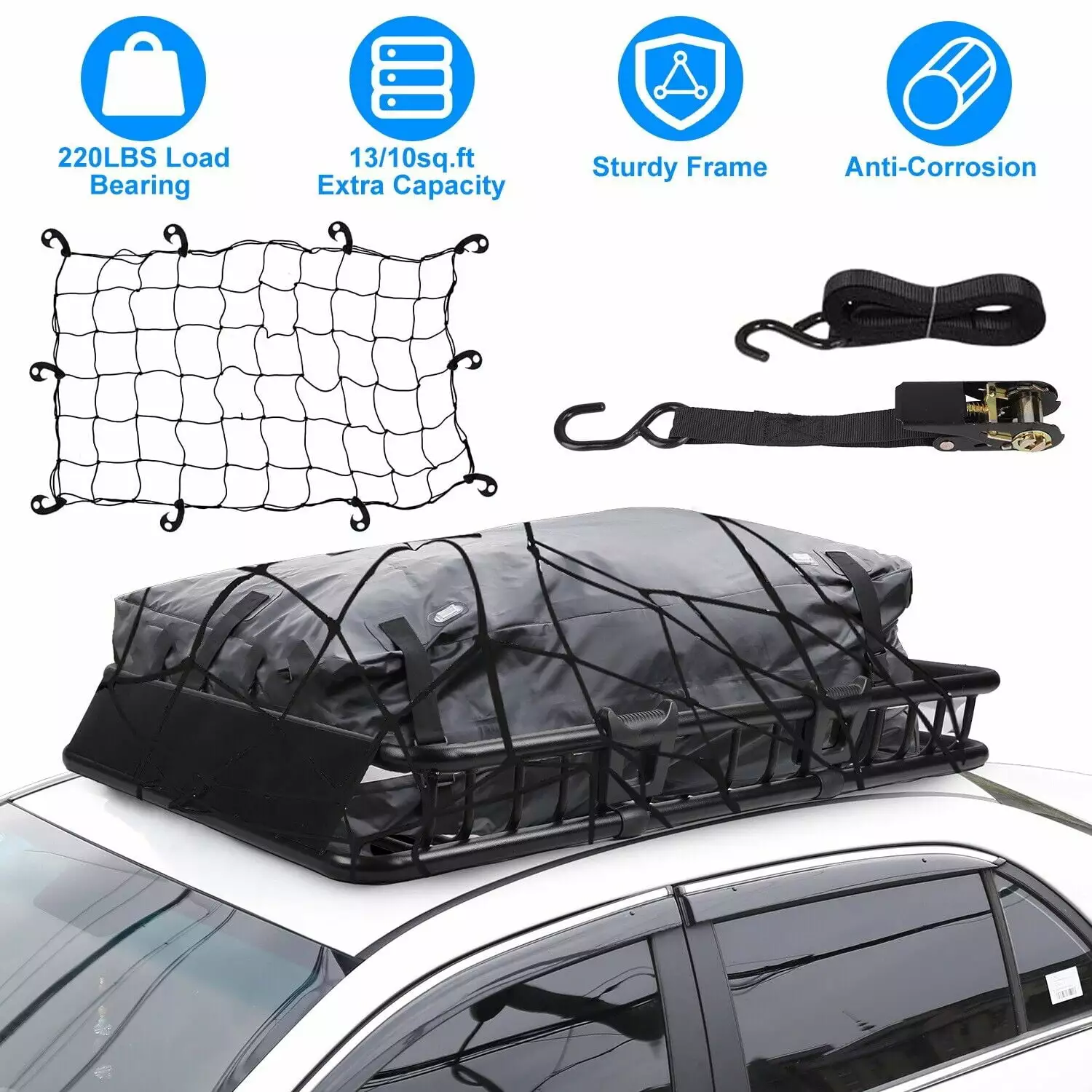 Heavy Duty Roof Rack Cargo Car Top Luggage Carrier Basket for SUV Truck 63x39