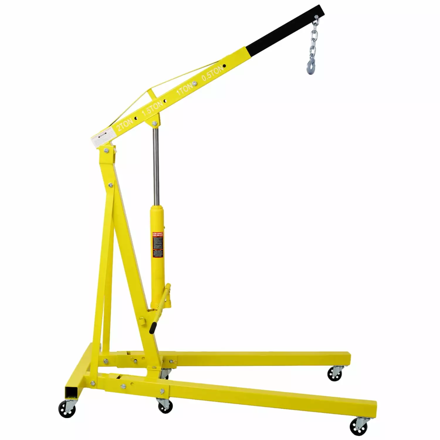 Heavy Duty XNGGNG 2 Ton Yellow Folding Cherry Picker Shop Crane Engine Hoist Lift with 6 Iron Caster Wheels - Sturdy and Efficient Equipment for Your Workshop