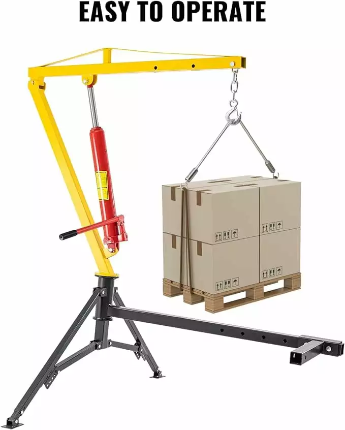 Hydraulic Pickup Truck Crane. 660 lbs Capacity. 360??Swivel. Engine Hoist. Hitch Mounted Crane with 3 Boom Capacities of 440 lbs. 550 lbs & 660 lbs