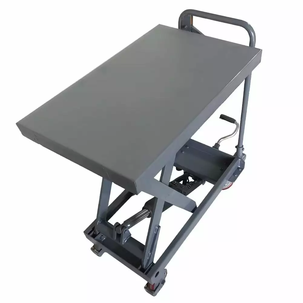 Hydraulic Scissor Cart Lift Table 500LBS Capacity. 28.5 Inch Lifting Height Manual Scissor Lift Table. Elevating Hydraulic Cart with 4 Wheels and Foot Pump for Material Handling