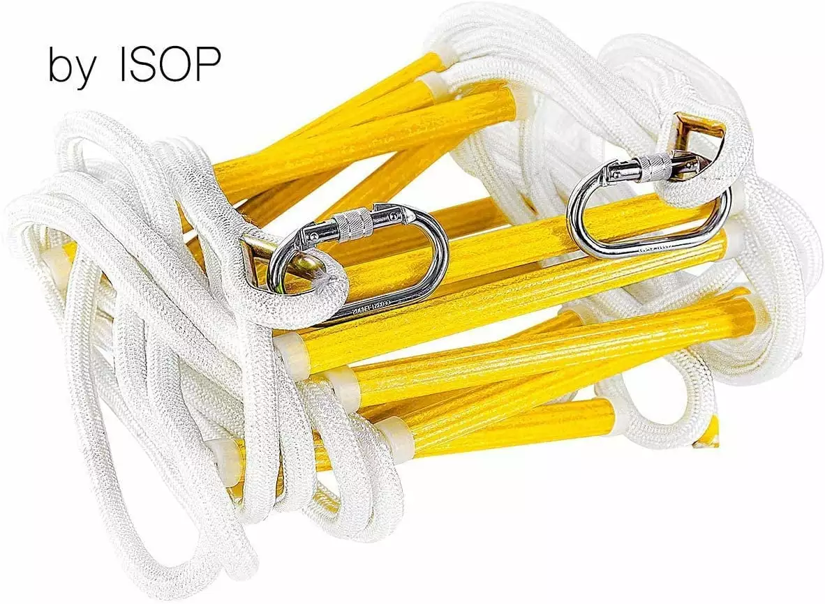 ISOP Emergency Fire Escape Ladder 3 Story | 25 ft Safety Rope Ladder | Compact & Easy to Store - Fire Ladders