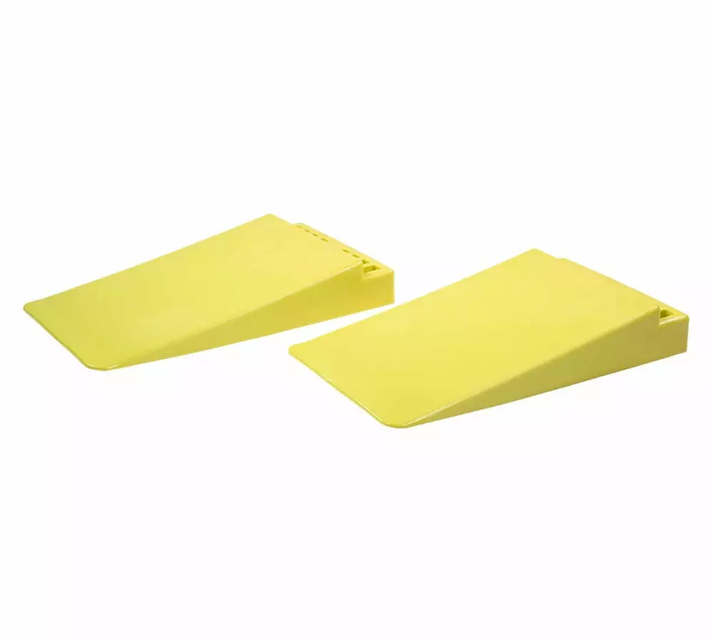 14x8x2-3/8 ITI Starter Tow Ramp w/Square Profile & Curved Bottom Edge - Safety Yellow Detachable Extendable Car Ramp Set for High Lift & Jack Support - 2-3/8 Lift