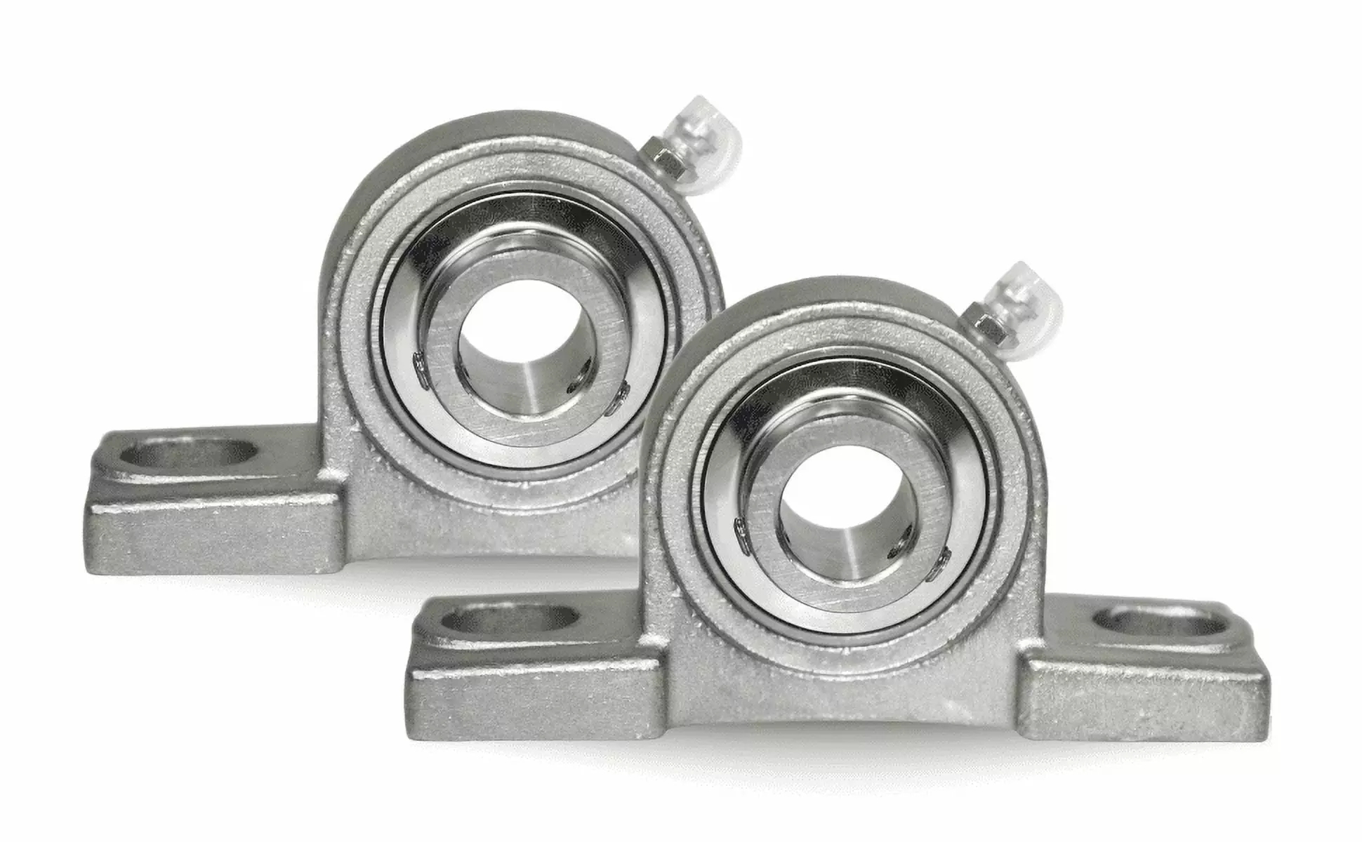 Jeremywell UCP205-16 Stainless Steel Pillow Block Bearing (2 Pack). 1 Inch Bore. 2 Bolt Flange Mounted. Solid Cast Iron Base. Self-Alignment