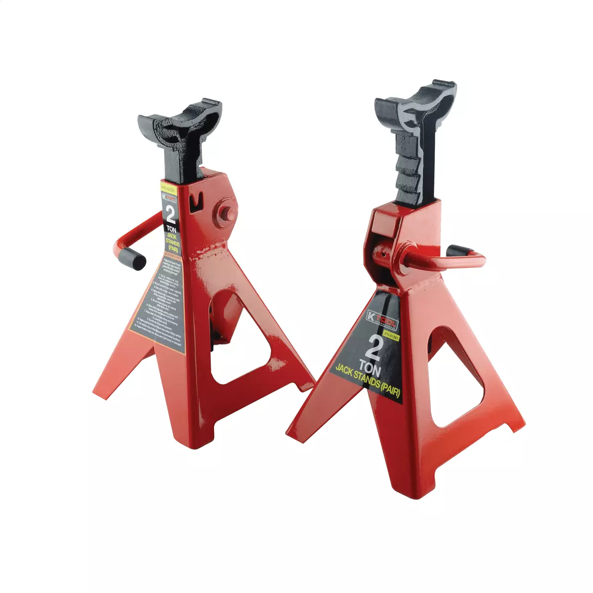 K Tool International 61201 2 Ton Automotive Jack Stands for Garages. Repair Shops. and DIY. Lightweight. 4.000 lbs. Capacity. Heavy Duty Steel Frame. Adjustable Height 10.75-16.73. Red/Black. Pair