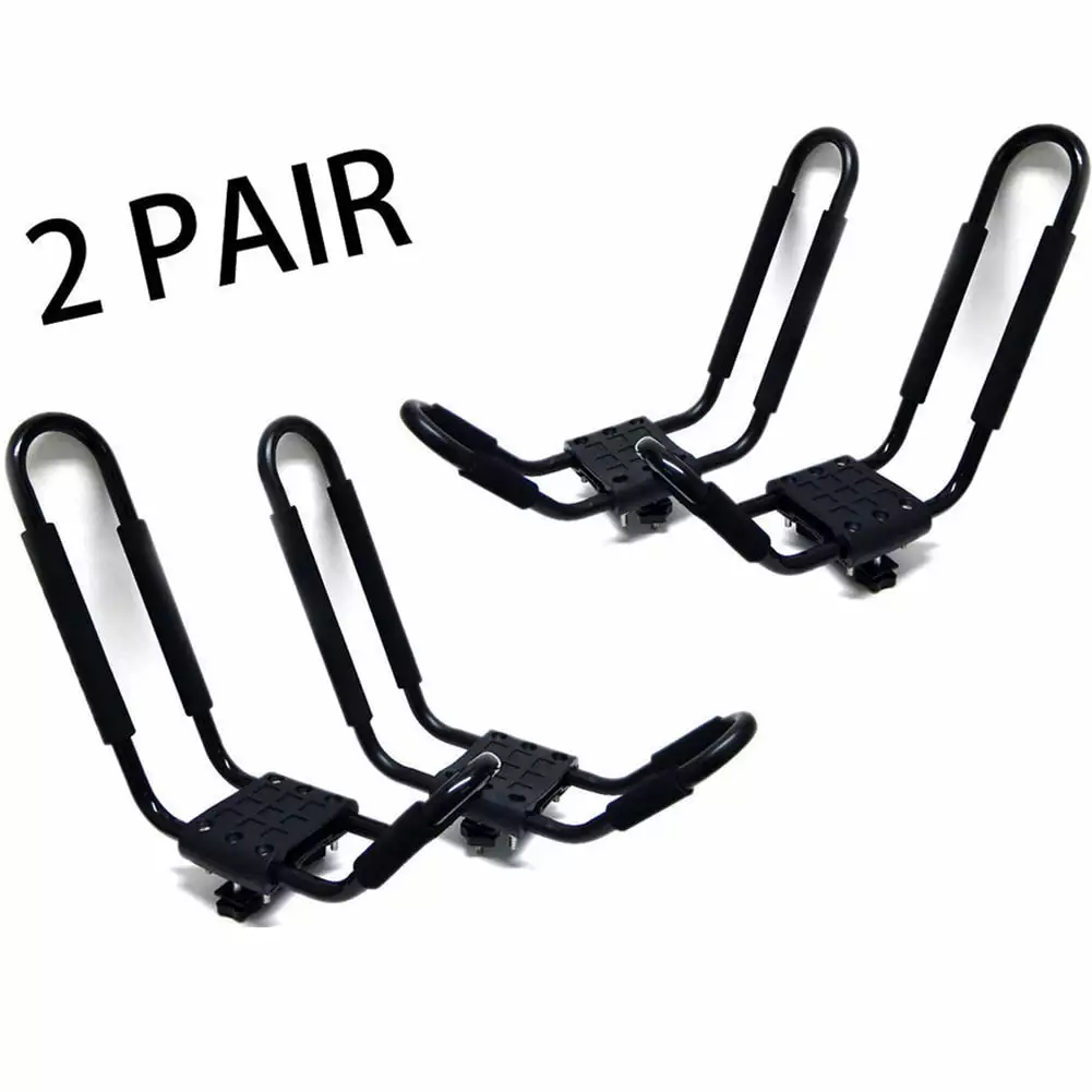 Kadyn 2 pairs Canoe Boat Kayak Roof Rack. Universal Boat Canoe Kayak Rack for Car Truck Roof Top Mount Carrier J Cross Bar. Black