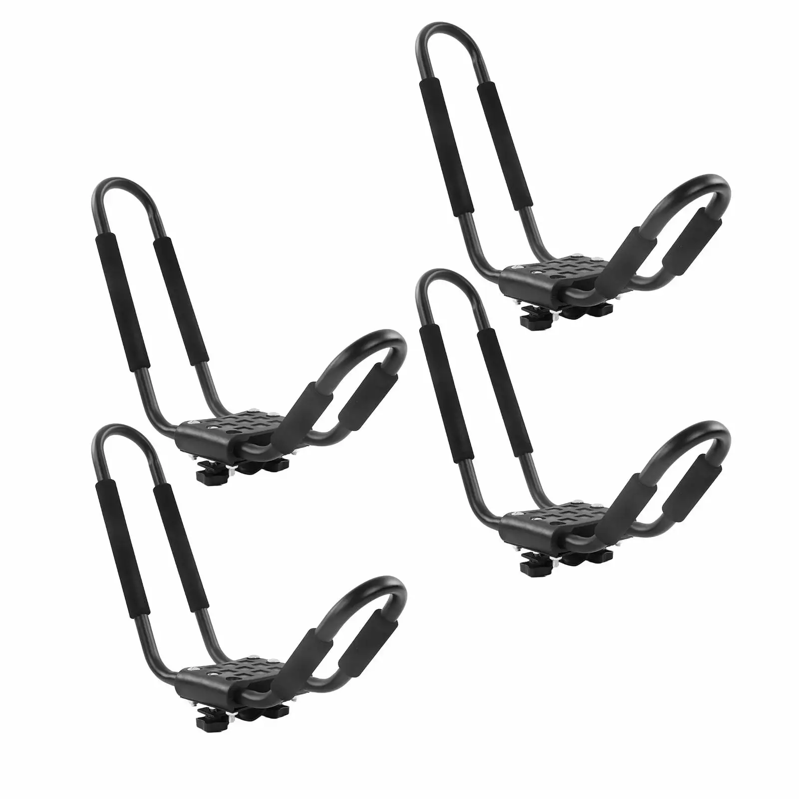 Kayak Roof Mount Rack. Easy Transport Black Car Carrier Top Holder 2 Pair Powder Coating Alloy Steel Rubber Sleeve 68KG Load For Skiboard