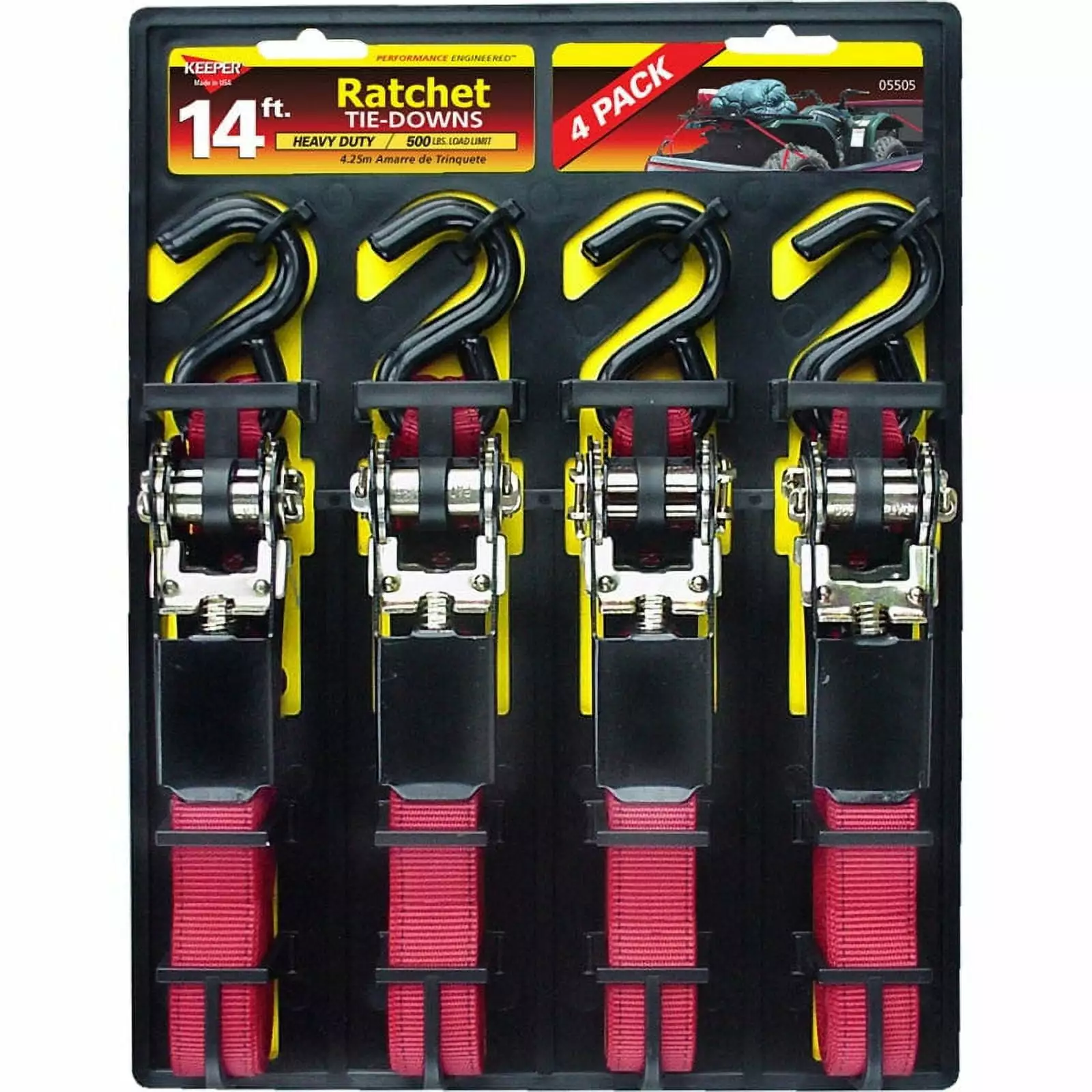 Keeper 05505 Ratchet Tie-Down with S-Hooks. 14' x 1. 4-pack. Each