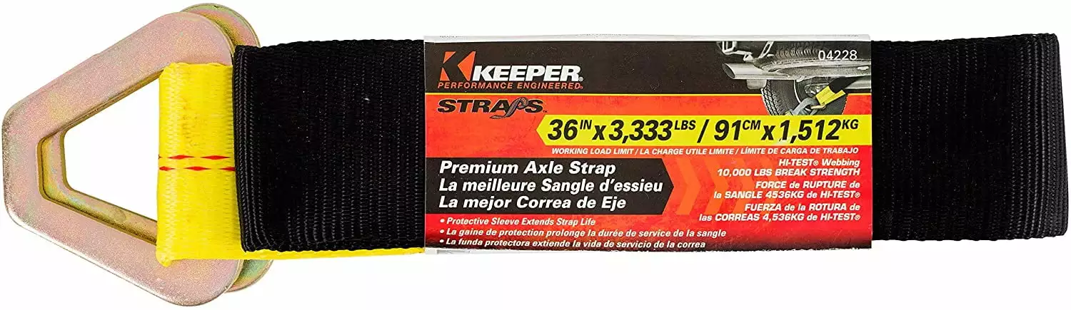 Keeper - 2 x 36 Premium Axle Tie Down Strap with D Rings - 3.333 lbs. Working Load Limit