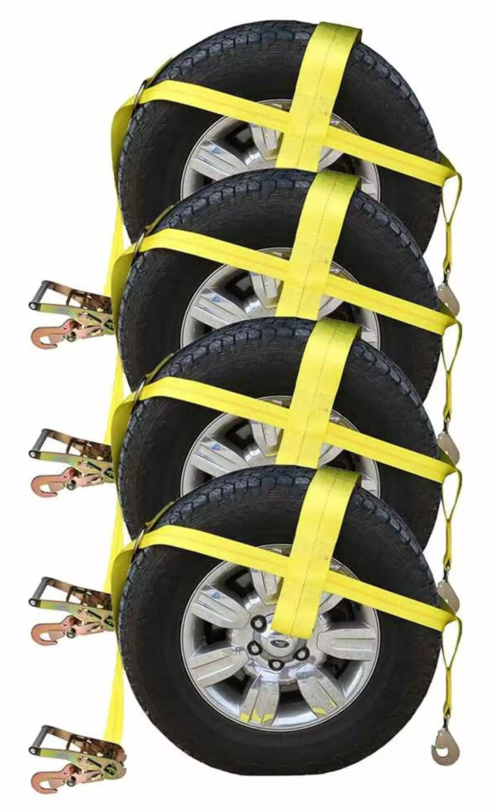 KioJJp Adjustable Wheel Net with 4 Inch Top Strap. Fitted with Twisted Snap Hook and Ratchet with Snap Hook. Easy to Use for Vehicle Tie Down. 3.333 Pound Working Load Limit. 4 Pack