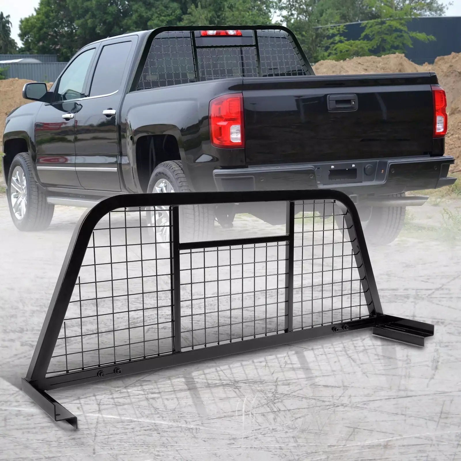 Kojem Universal Headache Rack Adjustable Fit for Pickup Trucks Protect The Pickup Cab Window