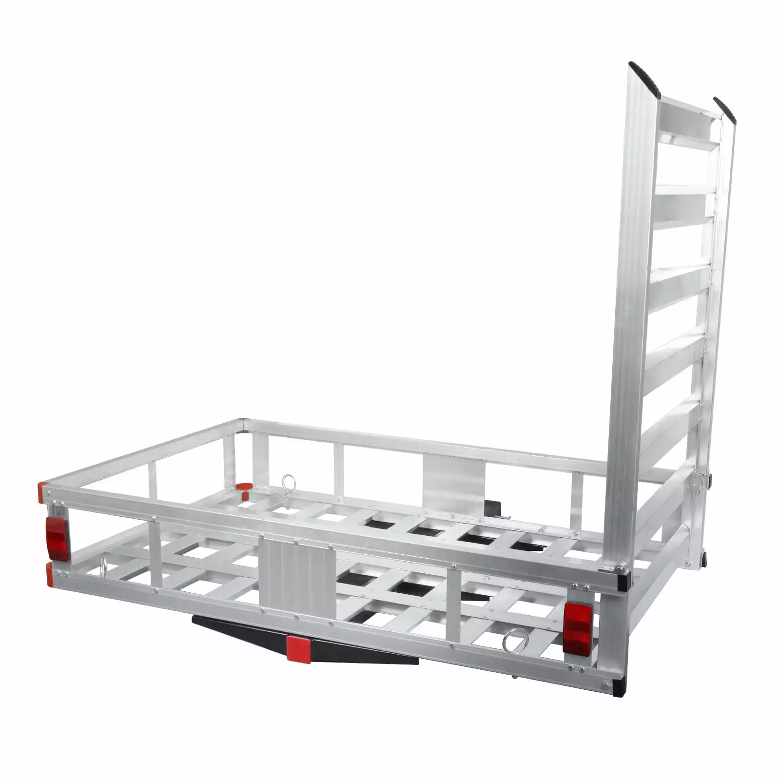 LINJI 1 Pcs 50 x 29.5 x 9.0 Inch Hitch Cargo Carrier. 750 lbs Capacity Trailer Hitch Mount Aluminum Cargo Basket with Folding Ramp. Luggage Carrier for RV. Truck. SUV. Van. Car