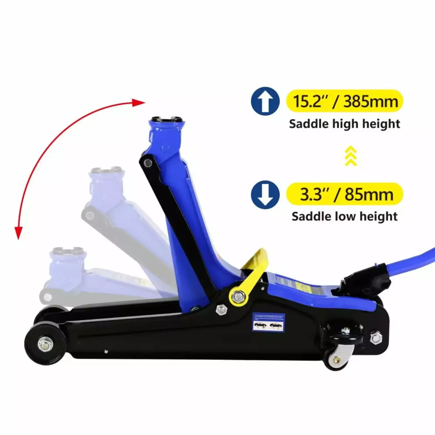 LIYNLE HeavyDuty Steel Racing 2 Ton Low Profile Floor Jack with Single Piston QuickLift for Lifting Range of 3.3 to 15.2