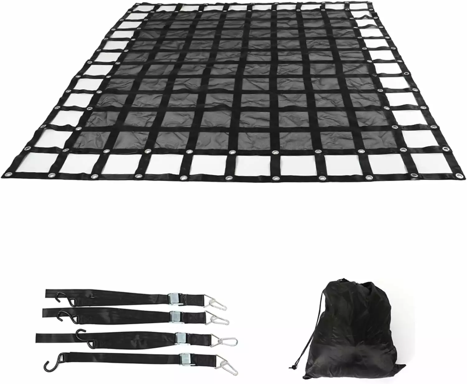 Labwork 6.75FT x 8FT Black Cargo Cover Mesh Heavy Duty Cargo Net Adjustable Trailer Cargo Nets for Pickup Trucks Beds